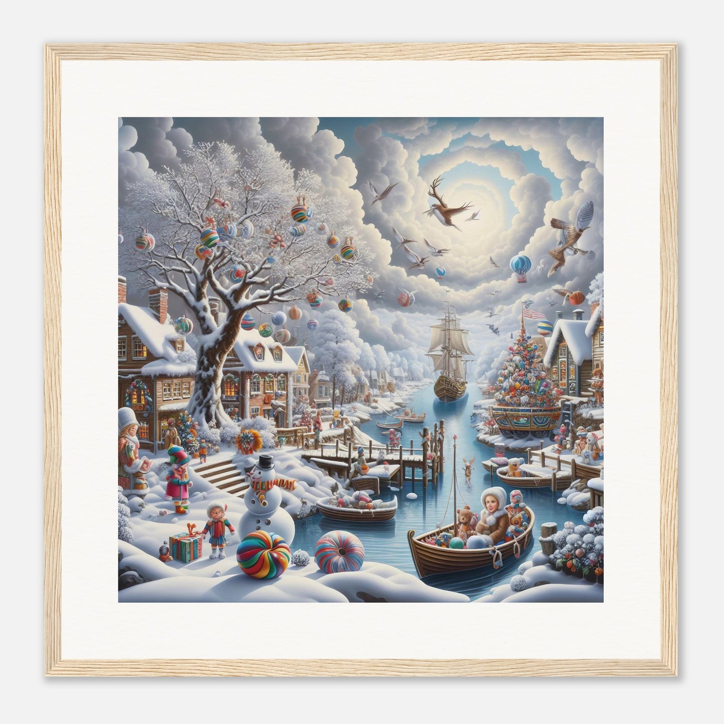 Wall Art - Winter 45 - Snowman and a sailing ship