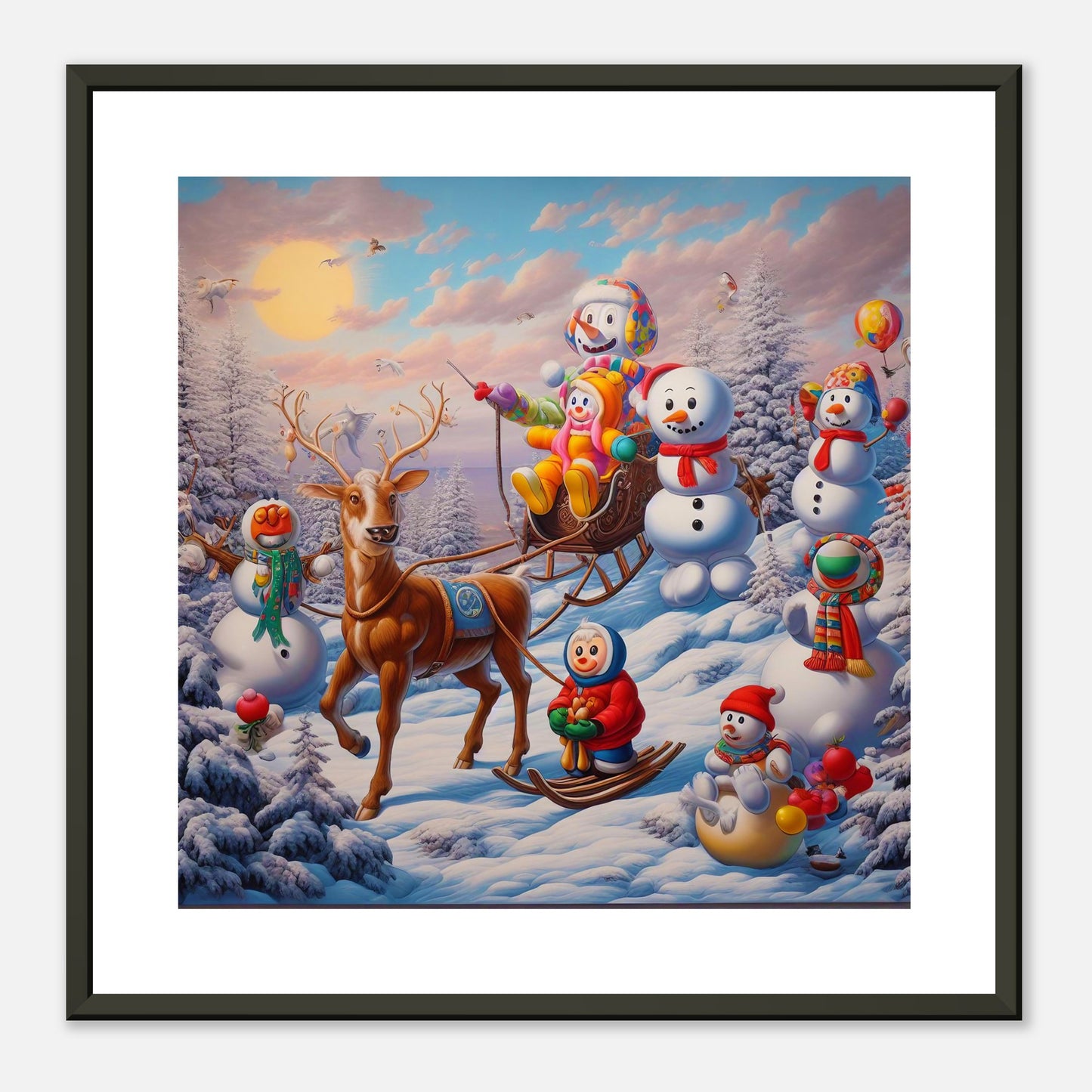 Wall Art - Winter 77 - Snowmen and a reindeer