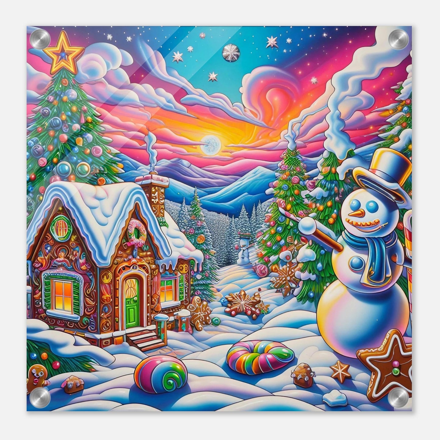 Wall art - Snowman and Gingerbread House