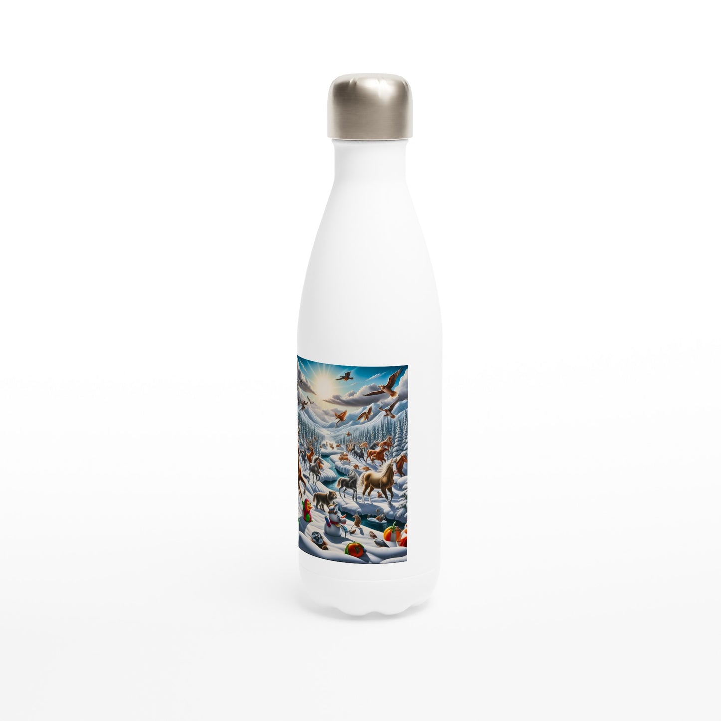 White 17oz Stainless Steel Water Bottle - Winter 140