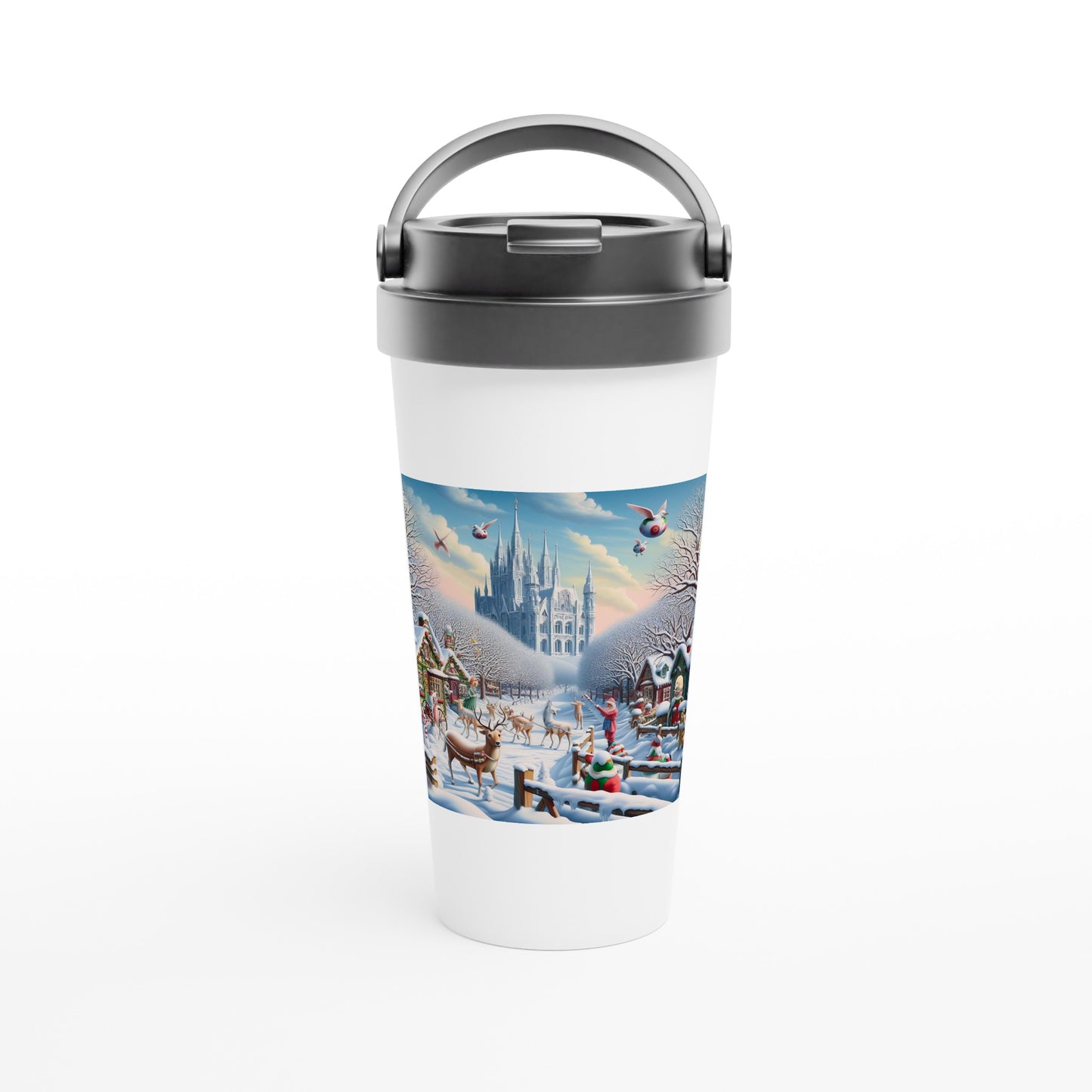 White 15oz Stainless Steel Travel Mug - Winter 58