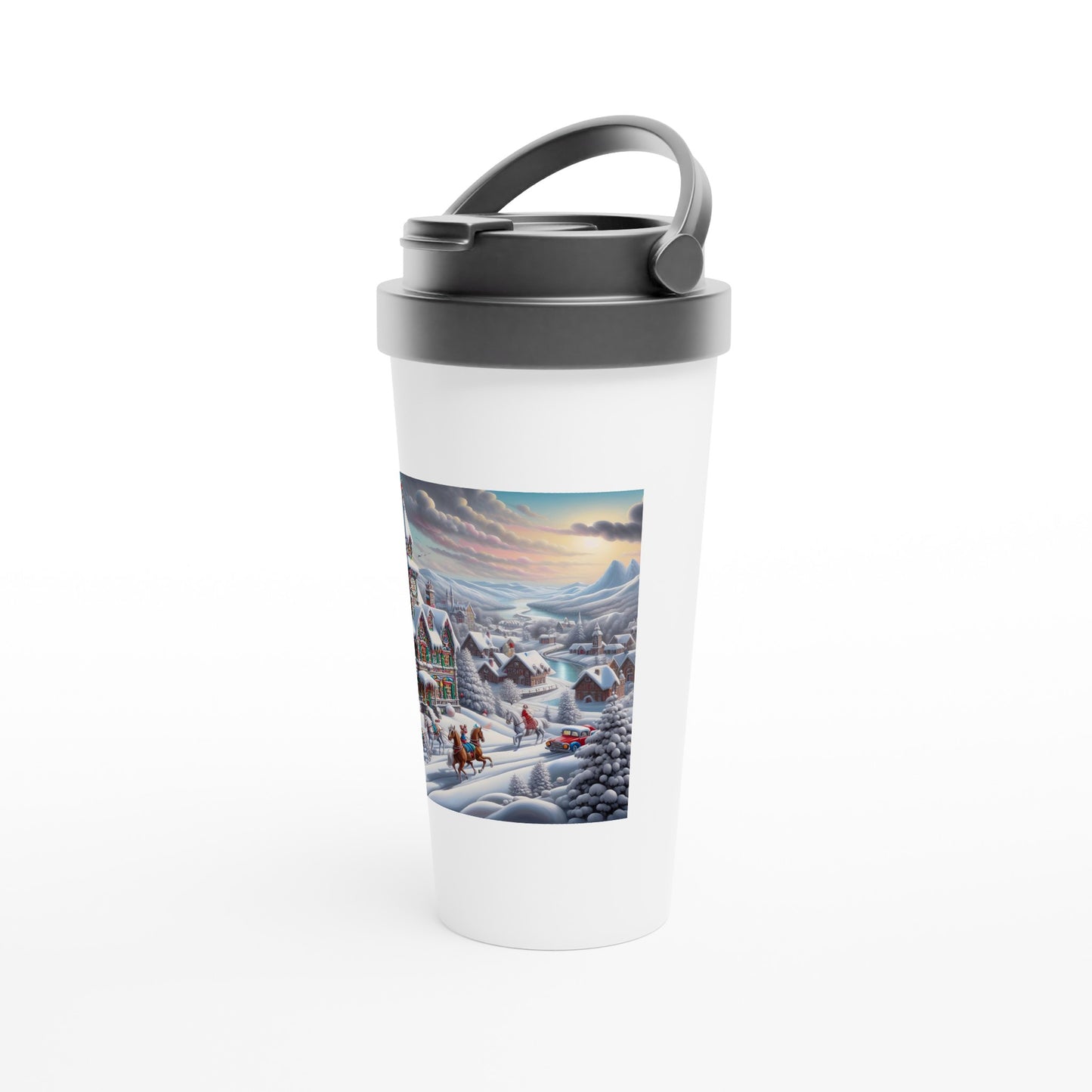 White 15oz Stainless Steel Travel Mug - Winter 95