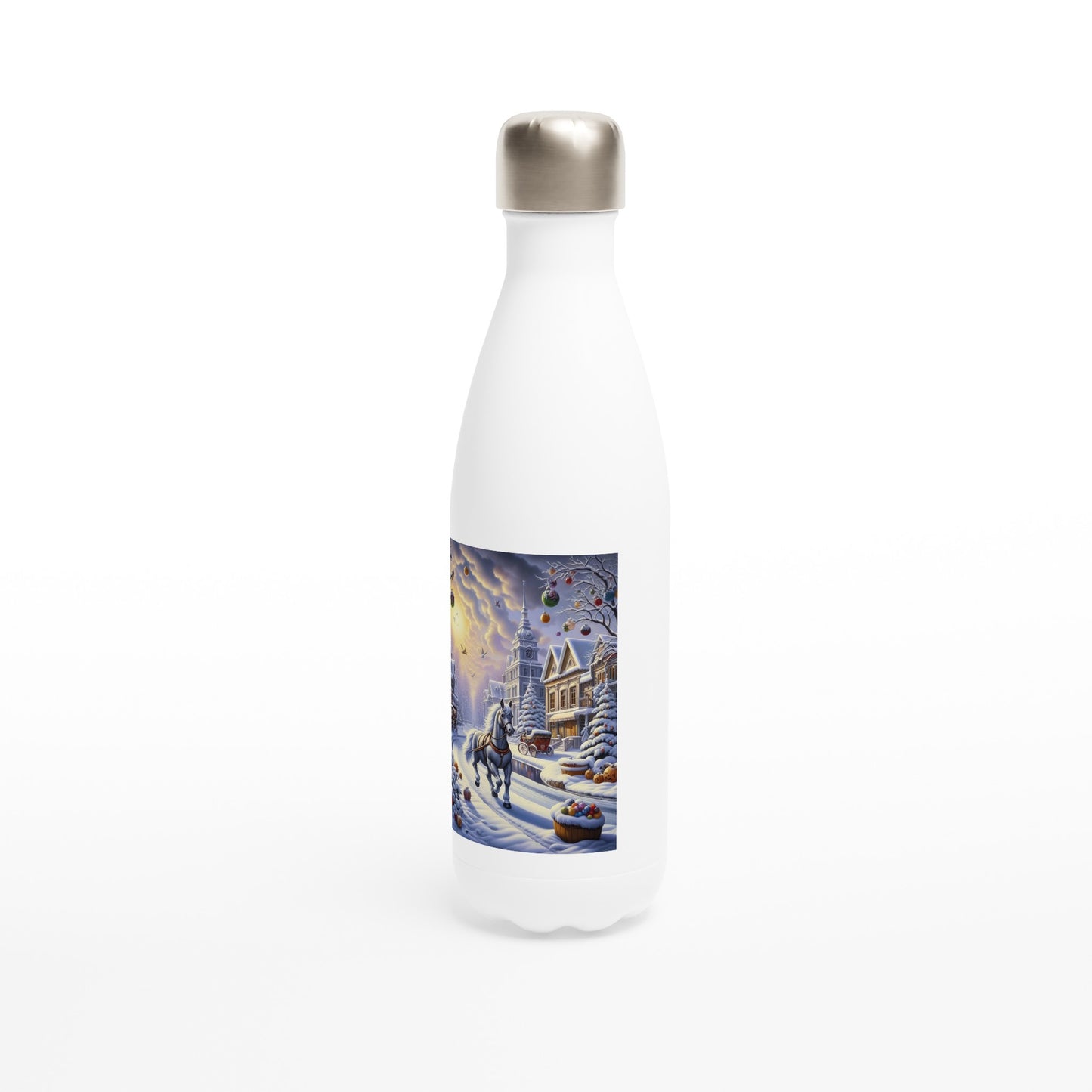 White 17oz Stainless Steel Water Bottle - Winter 73