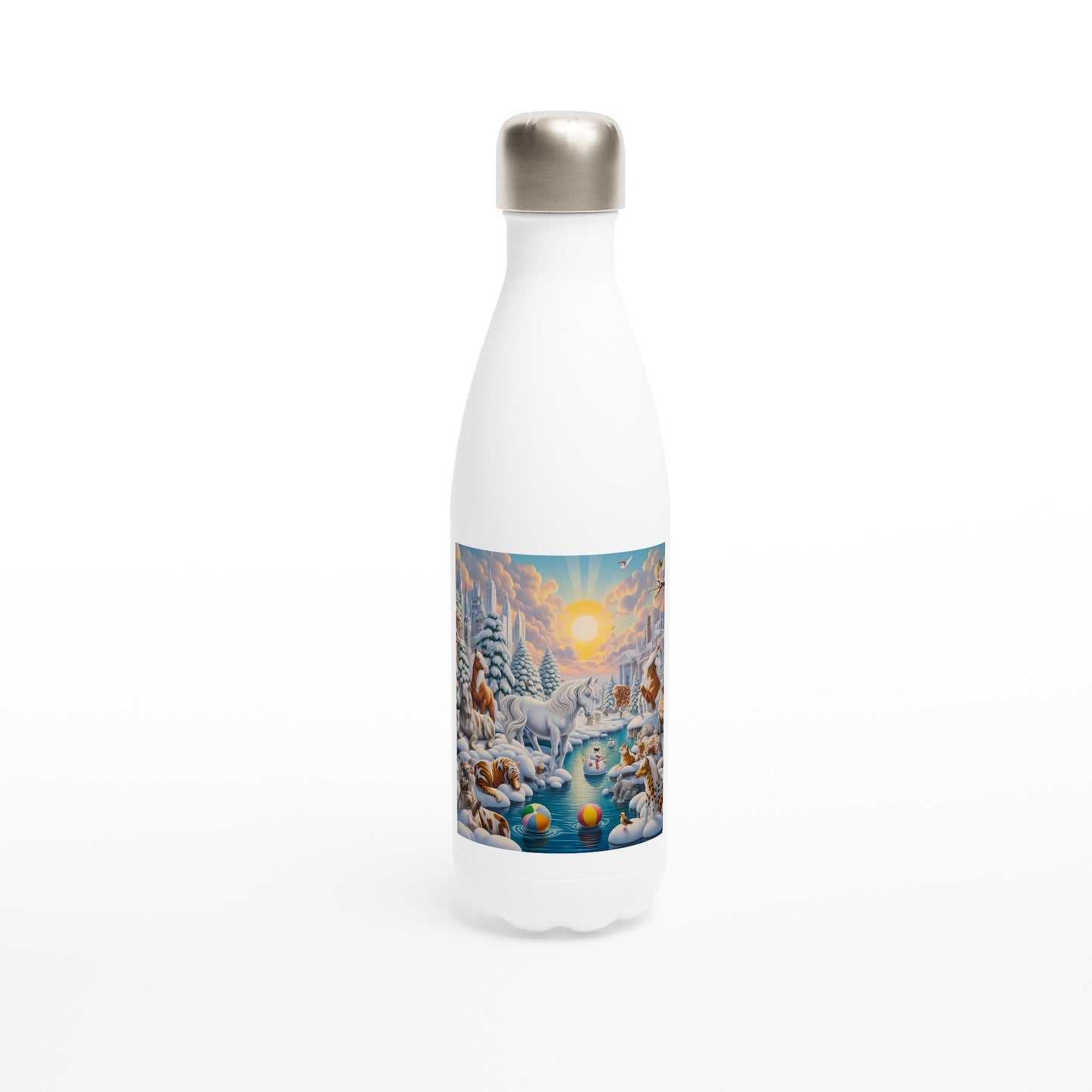 White 17oz Stainless Steel Water Bottle - Winter 66