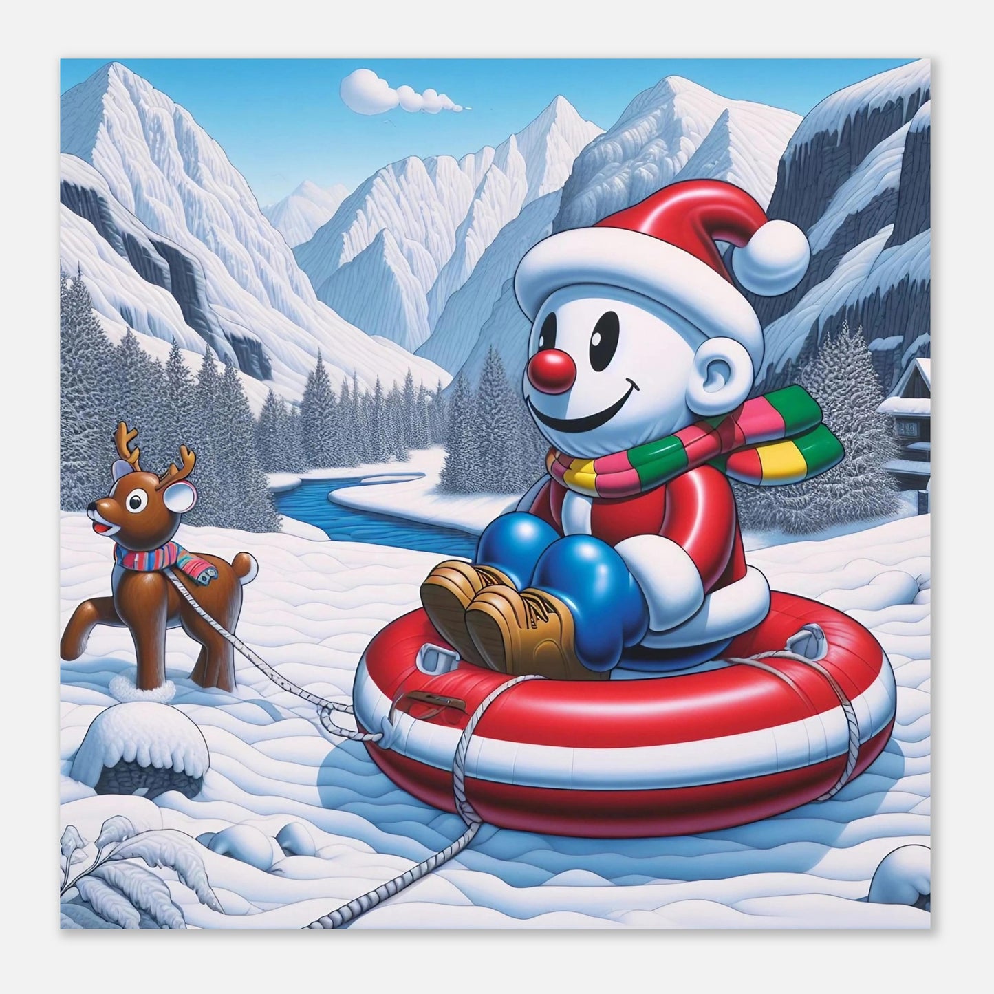 Wall art - Snowman with reindeer