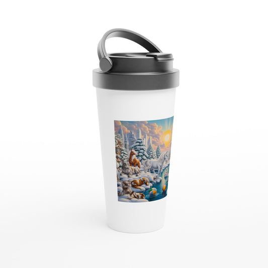 White 15oz Stainless Steel Travel Mug - Winter 66