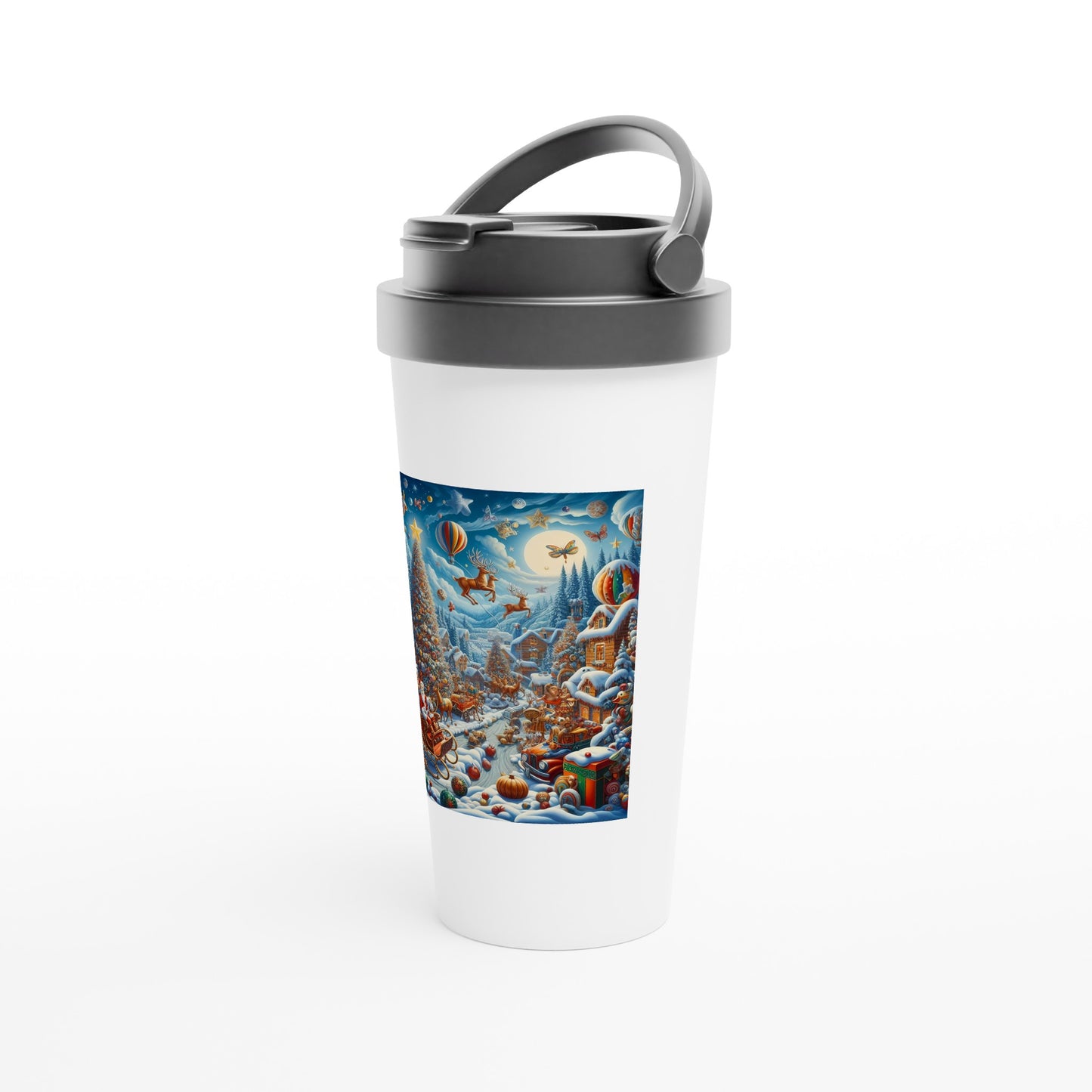 White 15oz Stainless Steel Travel Mug - Winter 103