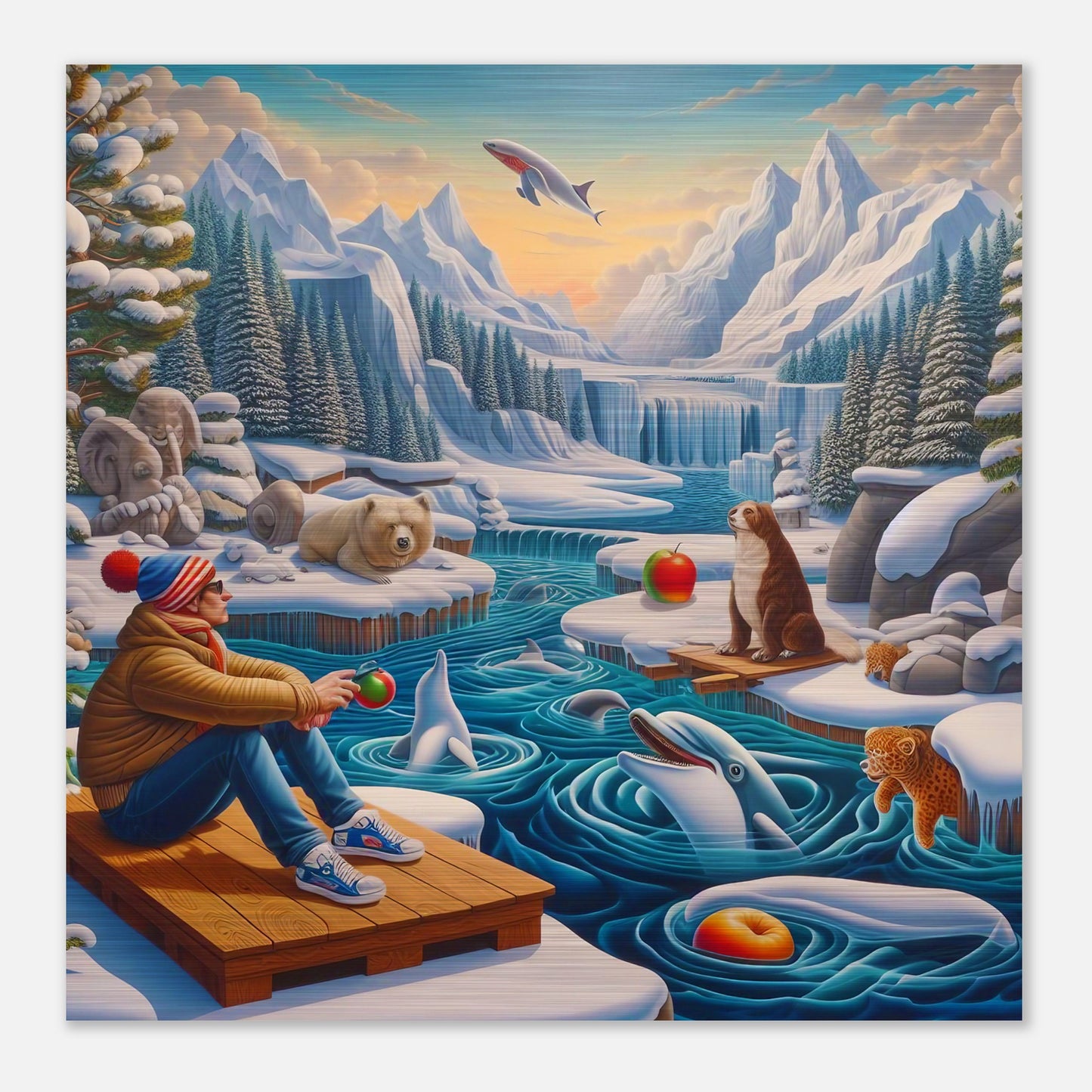 Wall Art - Winter 64 - Man by the river