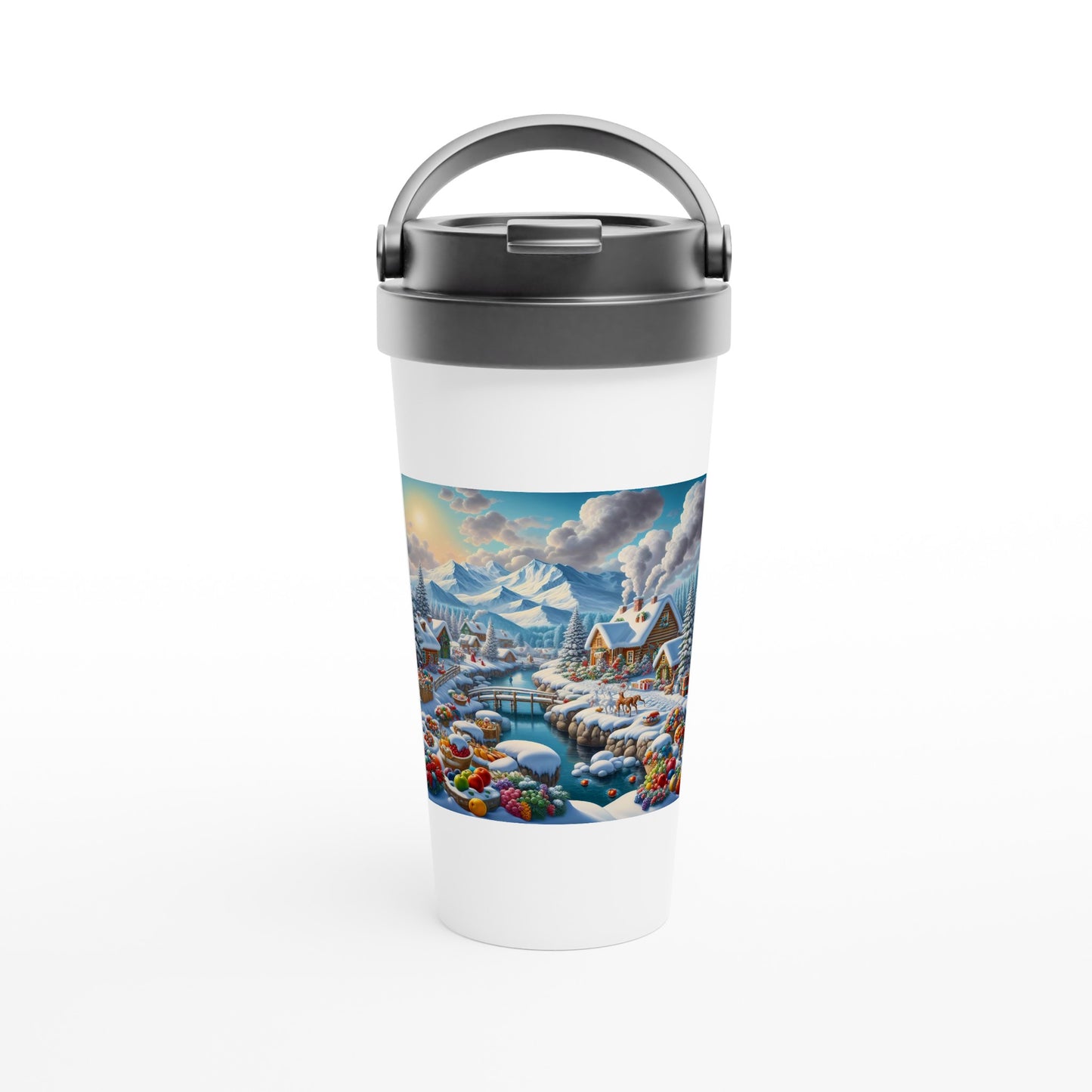 White 15oz Stainless Steel Travel Mug - Winter 137