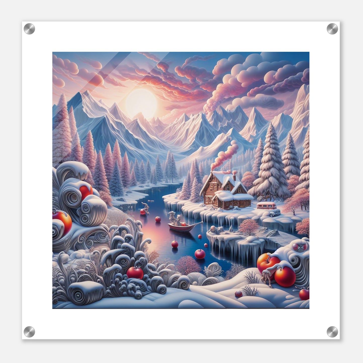 Wall Art - Winter 62 - Small boat on a river