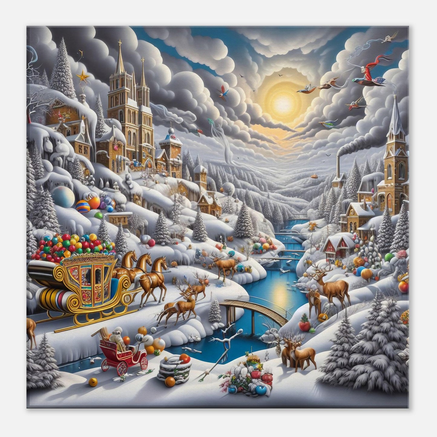 Wall Art - Winter 14 - Horses with snow sleigh