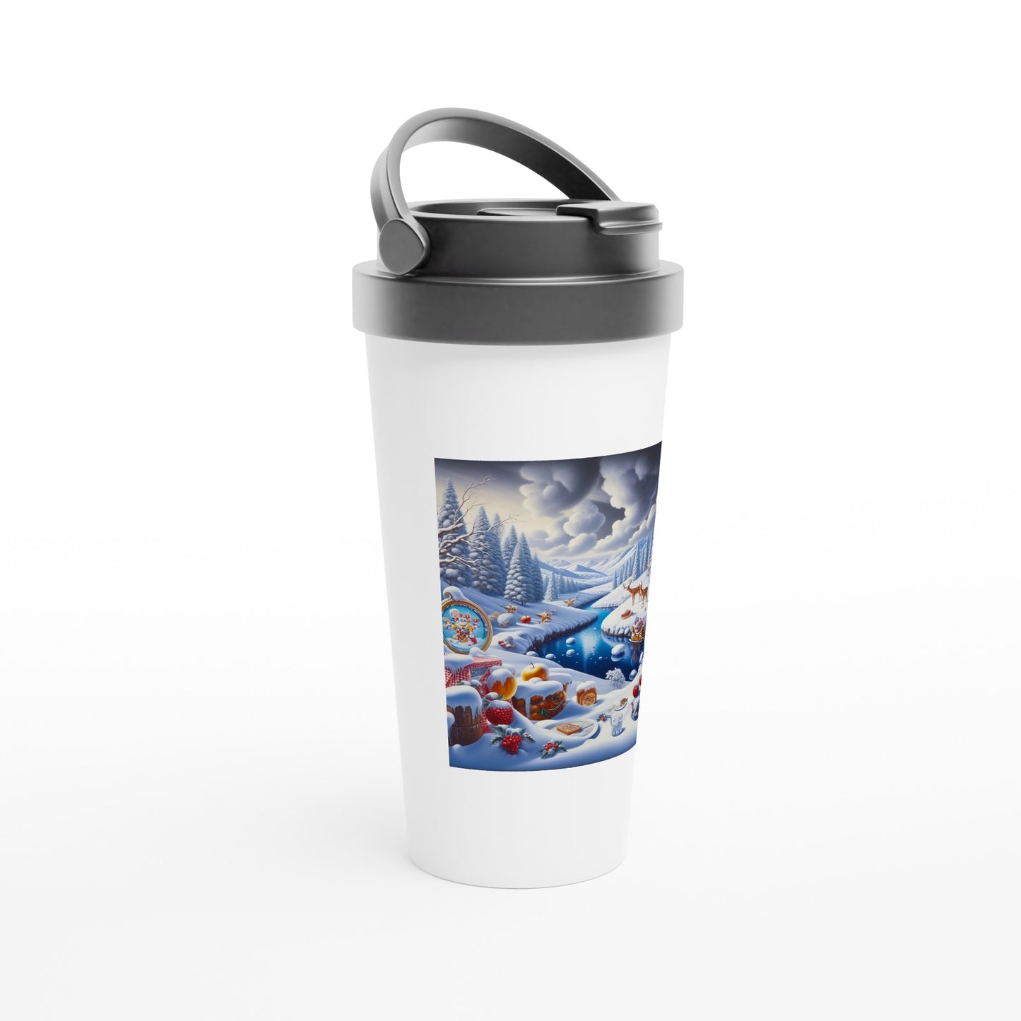 White 15oz Stainless Steel Travel Mug - Winter 60