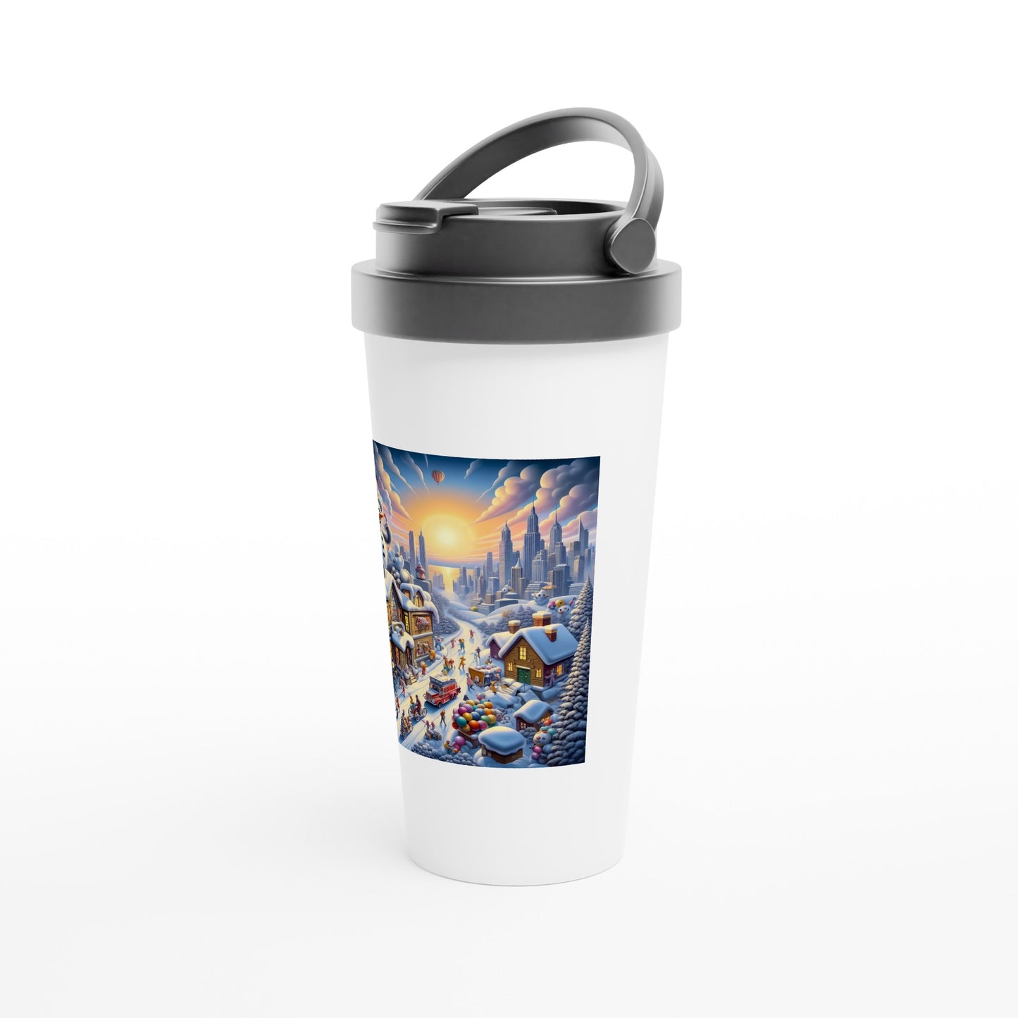 White 15oz Stainless Steel Travel Mug - Winter 152