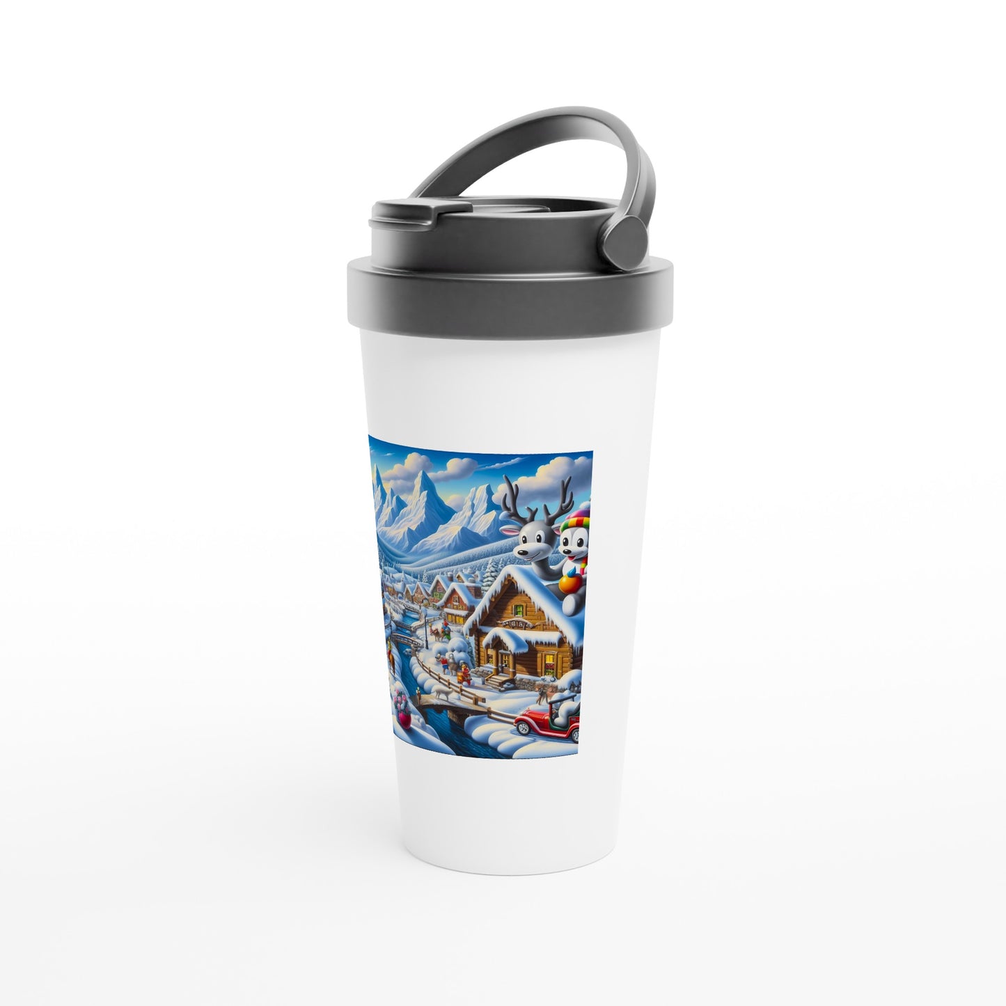 White 15oz Stainless Steel Travel Mug - Winter 183