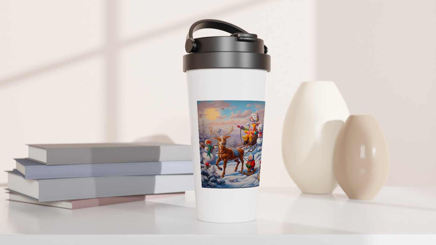 White 15oz Stainless Steel Travel Mug - Winter 77