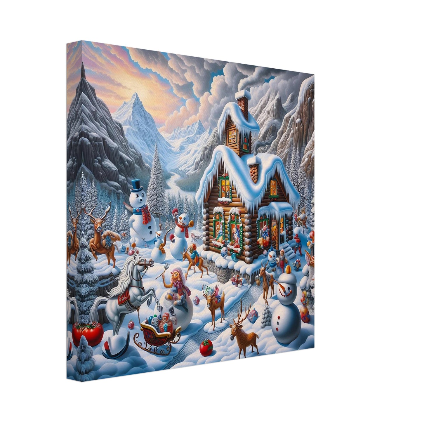 Wall art - House with snowmen