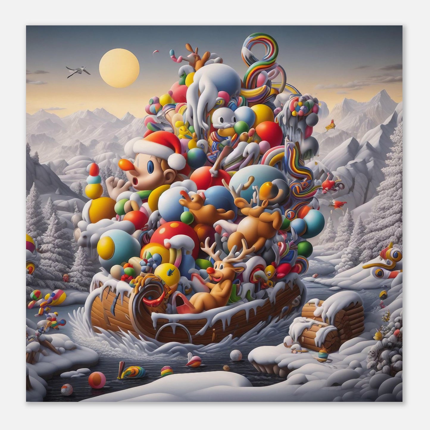 Wall Art - Winter 59 - Boy, Sleigh, Toys