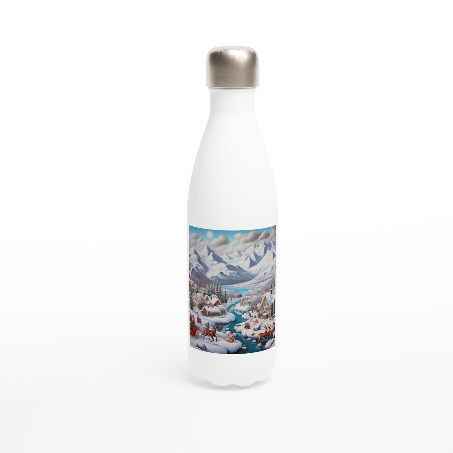 White 17oz Stainless Steel Water Bottle - Winter 109