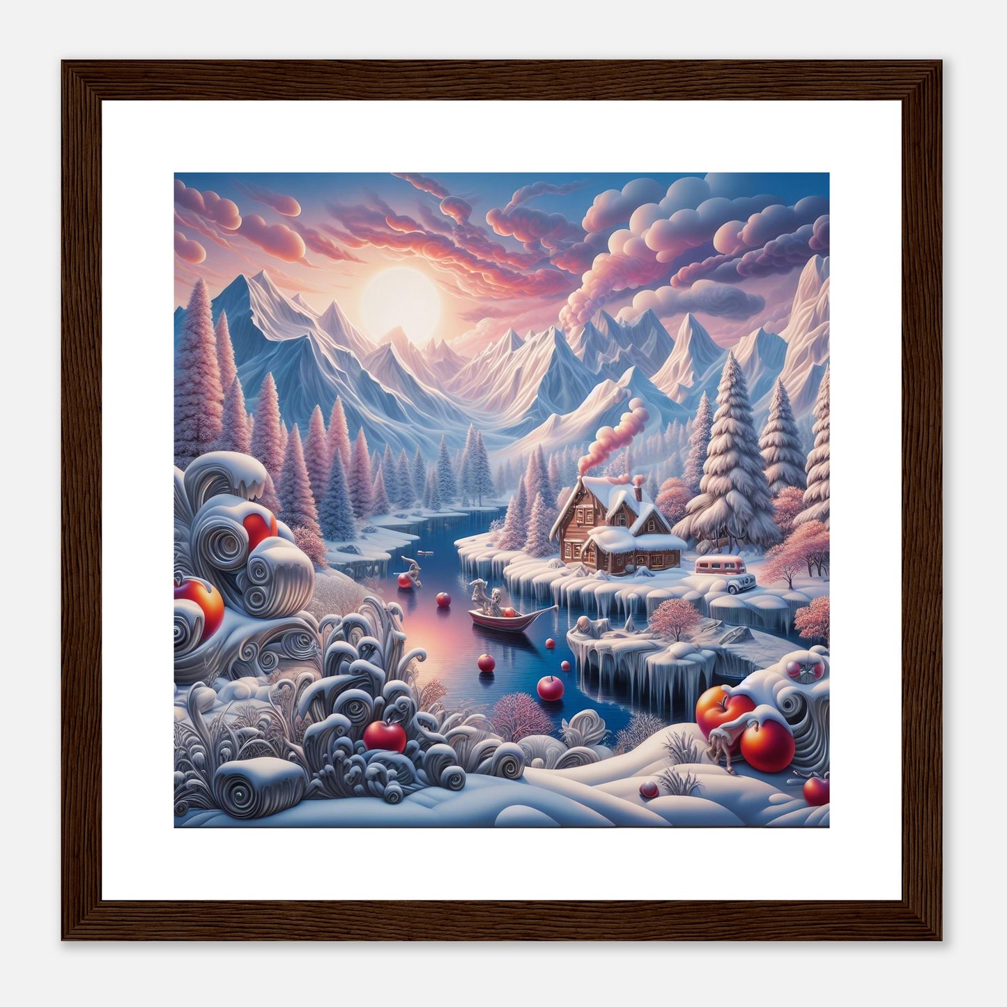 Wall Art - Winter 62 - Small boat on a river