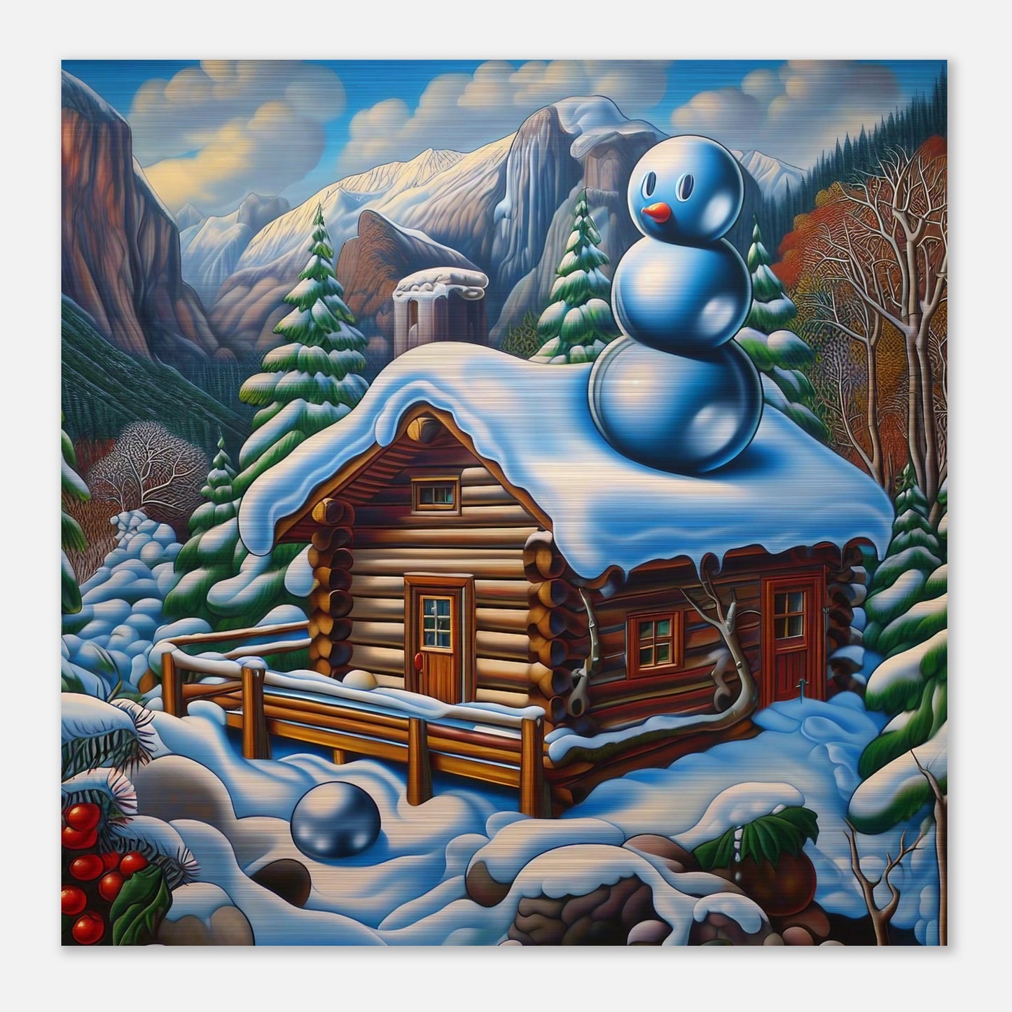 Wall Art - Winter 22 - Snowman on rooftop