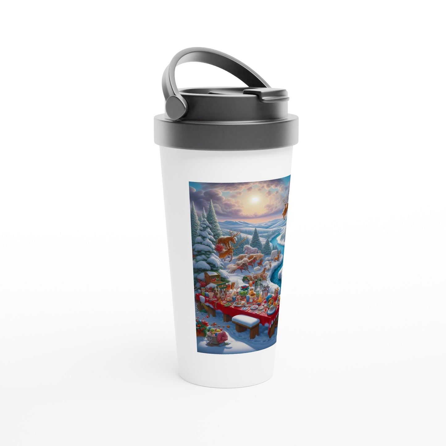 White 15oz Stainless Steel Travel Mug - Winter 143