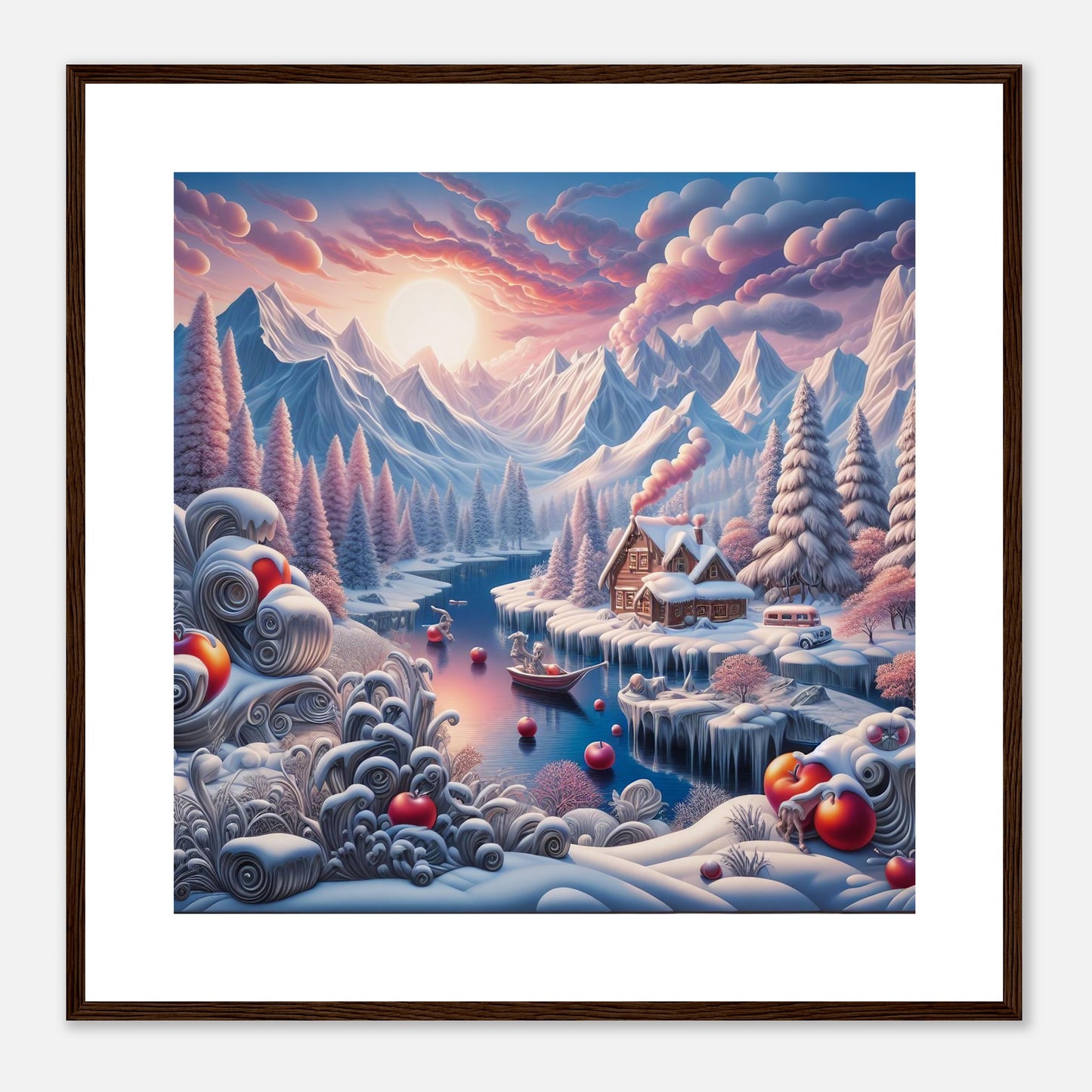 Wall Art - Winter 62 - Small boat on a river