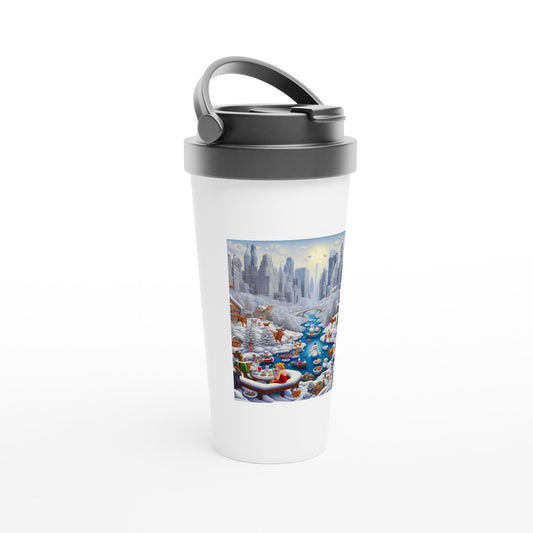 White 15oz Stainless Steel Travel Mug - Winter 147