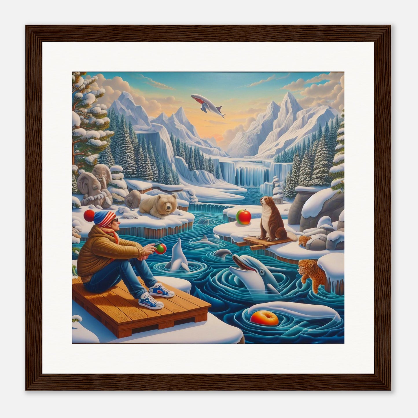 Wall Art - Winter 64 - Man by the river