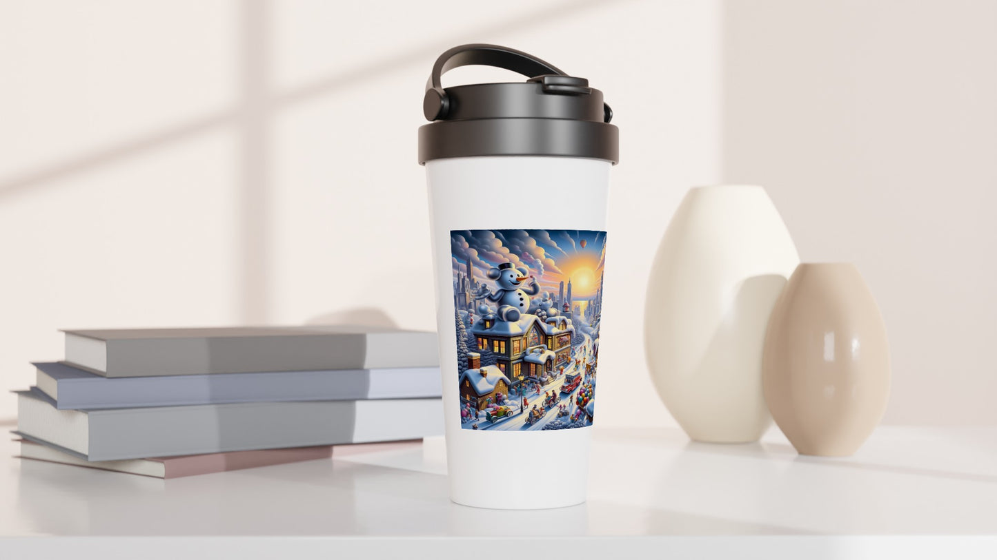 White 15oz Stainless Steel Travel Mug - Winter 152