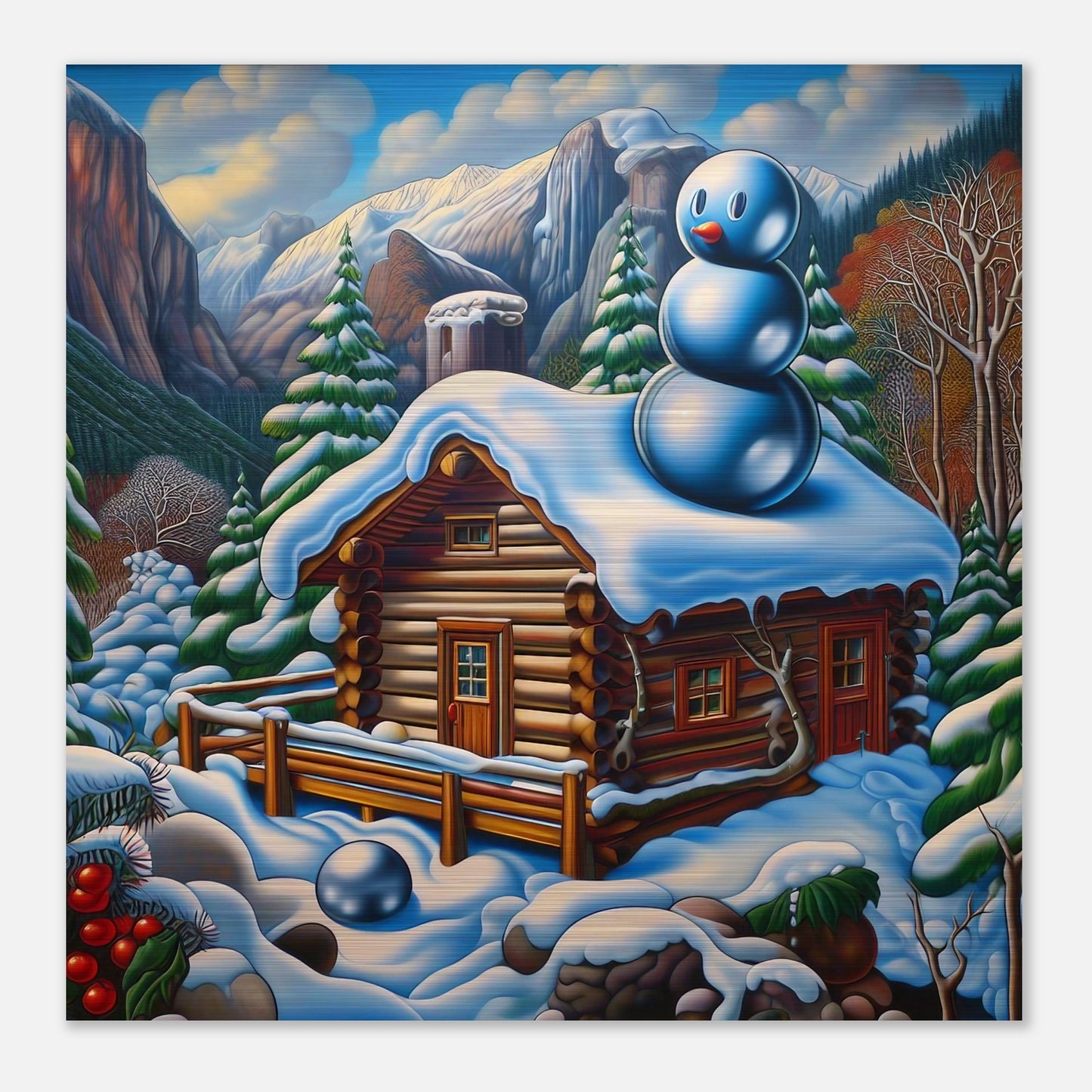 Wall Art - Winter 22 - Snowman on rooftop