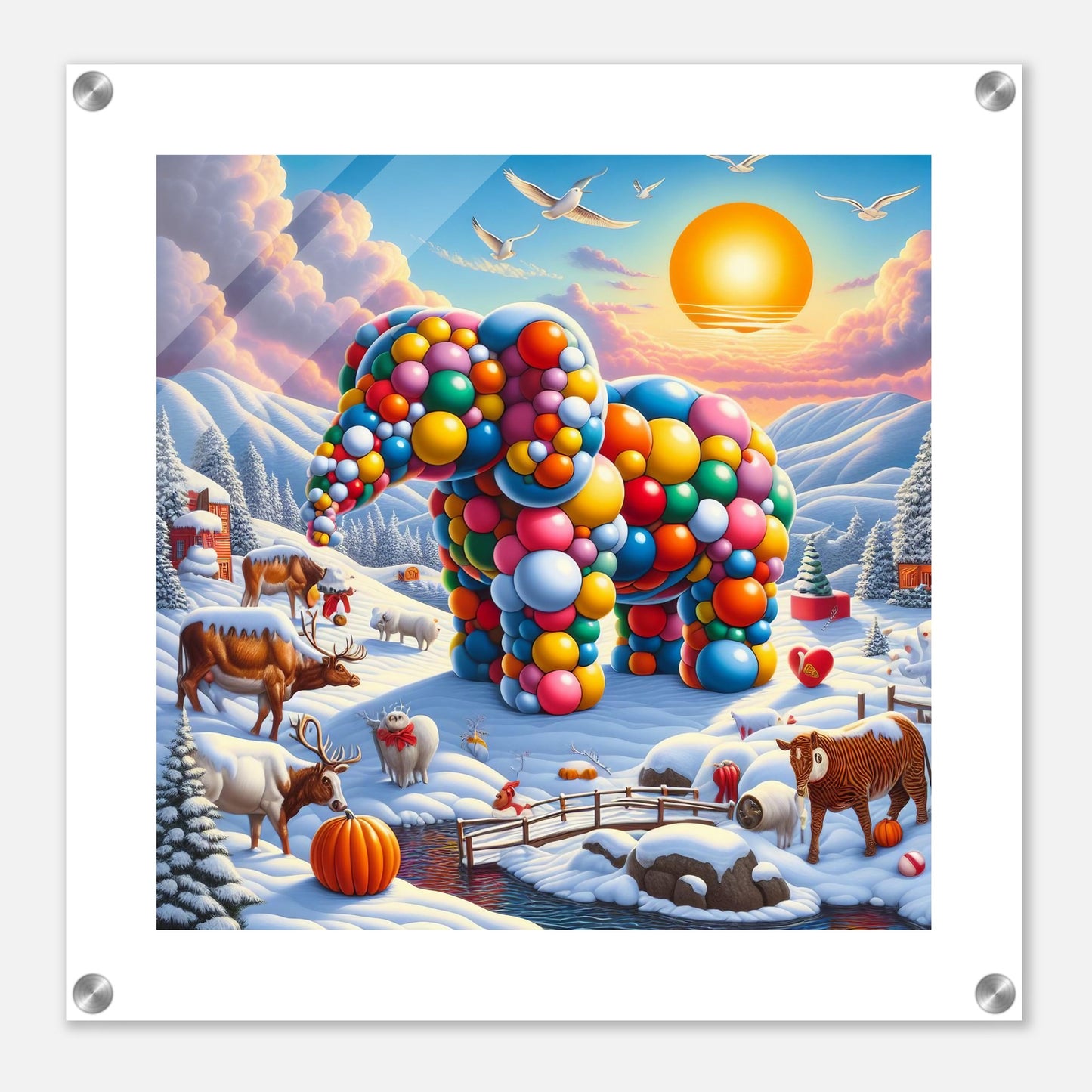 Wall Art - Winter 74 - Elephant and sun