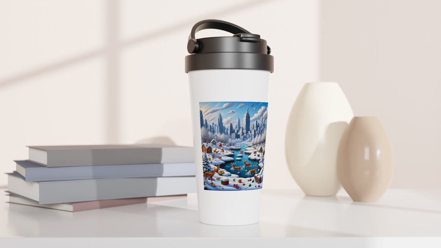 White 15oz Stainless Steel Travel Mug - Winter 126