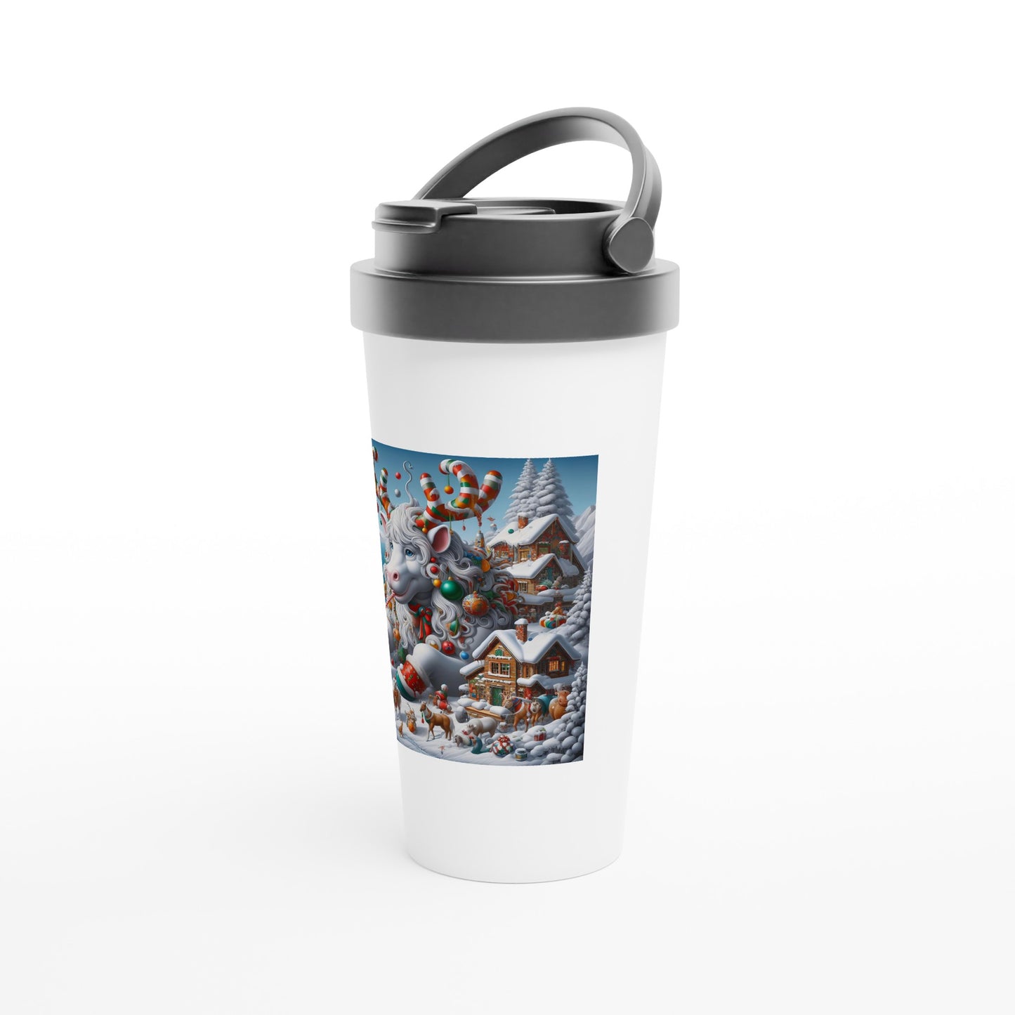 White 15oz Stainless Steel Travel Mug - Winter 105