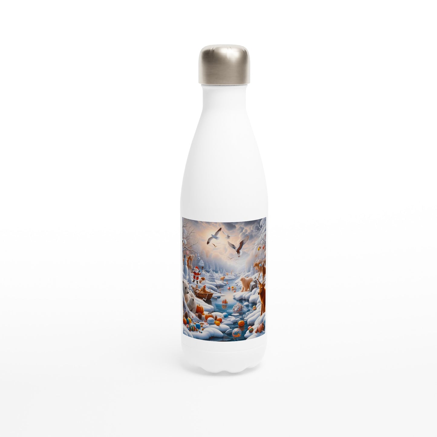 White 17oz Stainless Steel Water Bottle - Winter 237