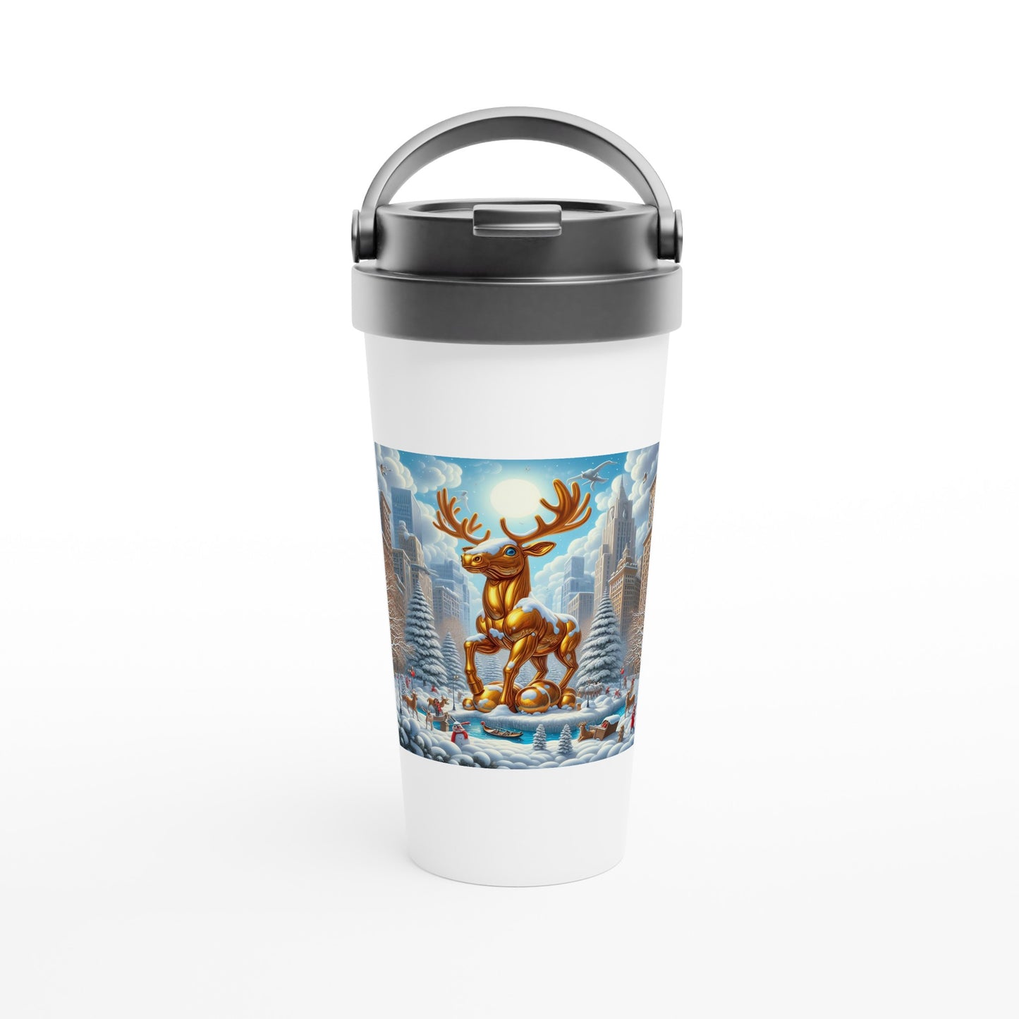 White 15oz Stainless Steel Travel Mug - Winter 84