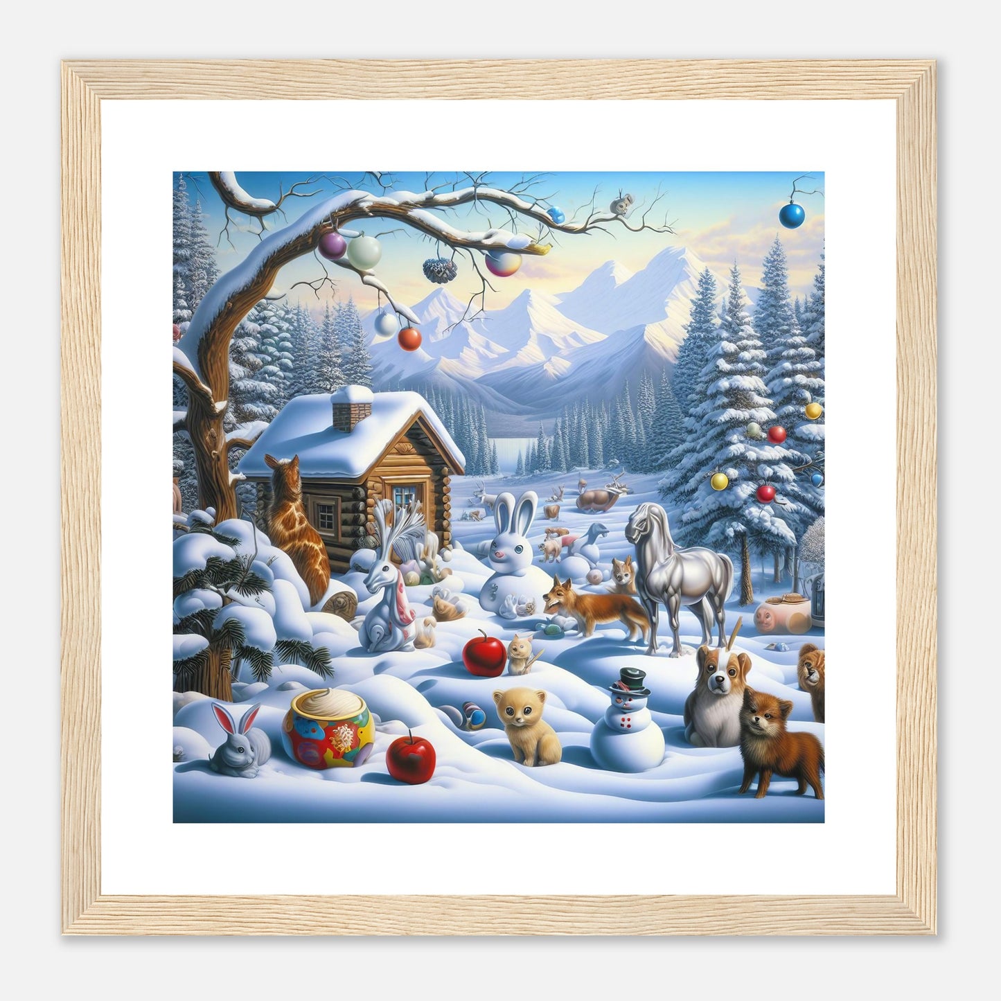 Wall Art - Winter 48 - Rabbit and a fox