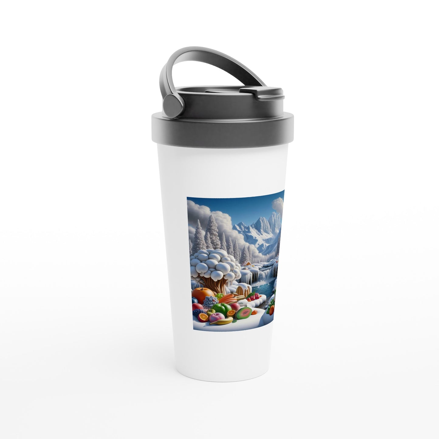 White 15oz Stainless Steel Travel Mug - Winter 72