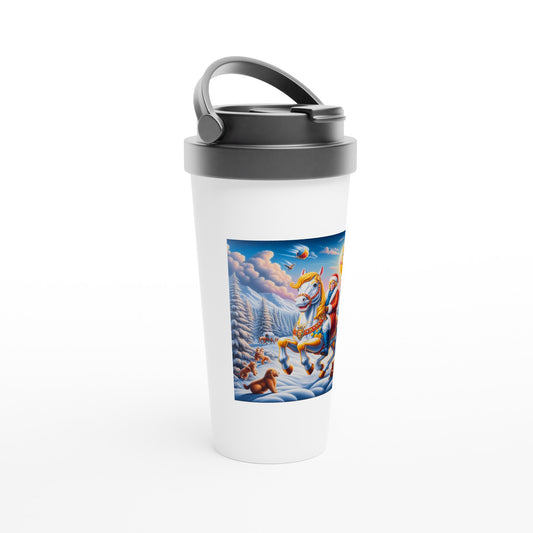 White 15oz Stainless Steel Travel Mug - Winter 148