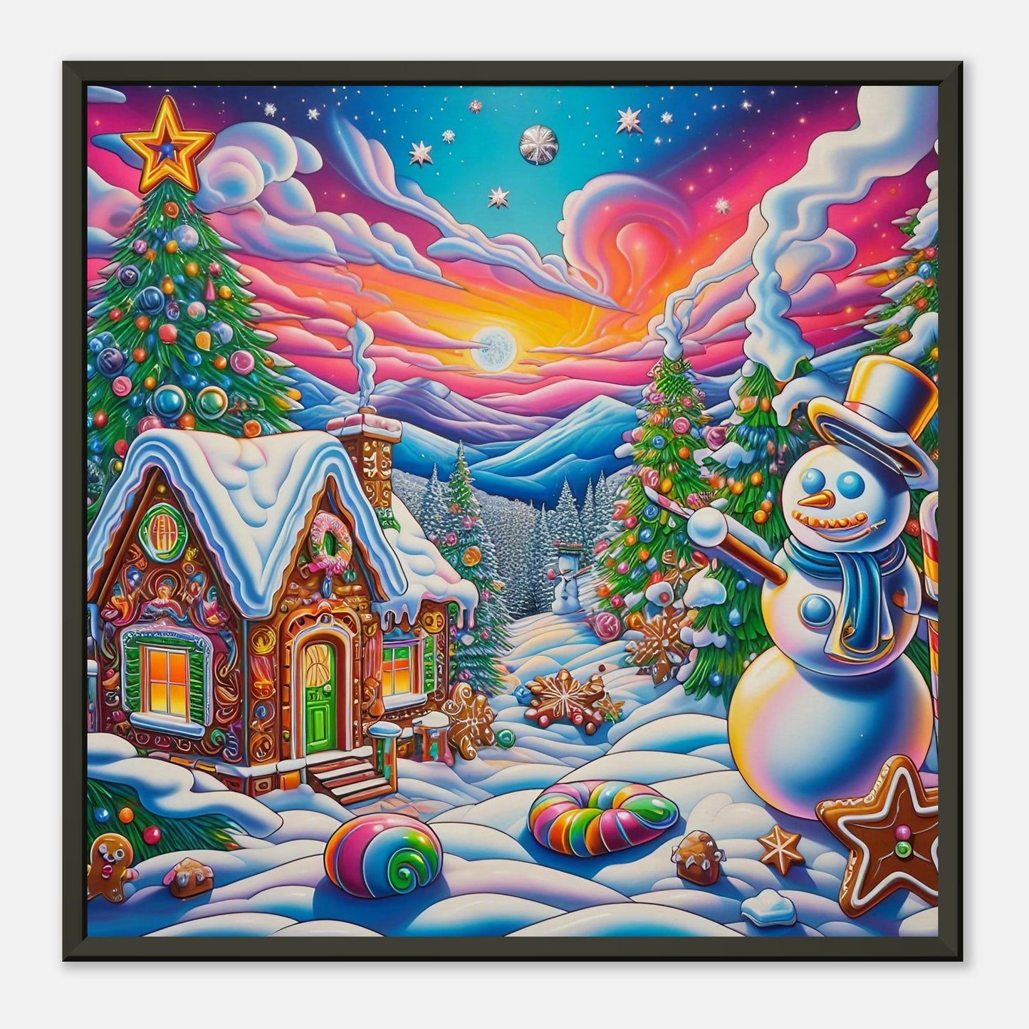 Wall art - Snowman and Gingerbread House