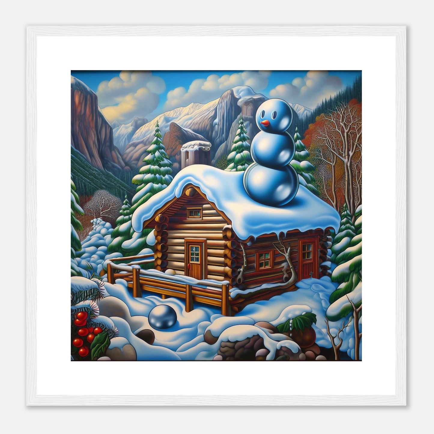 Wall Art - Winter 22 - Snowman on rooftop