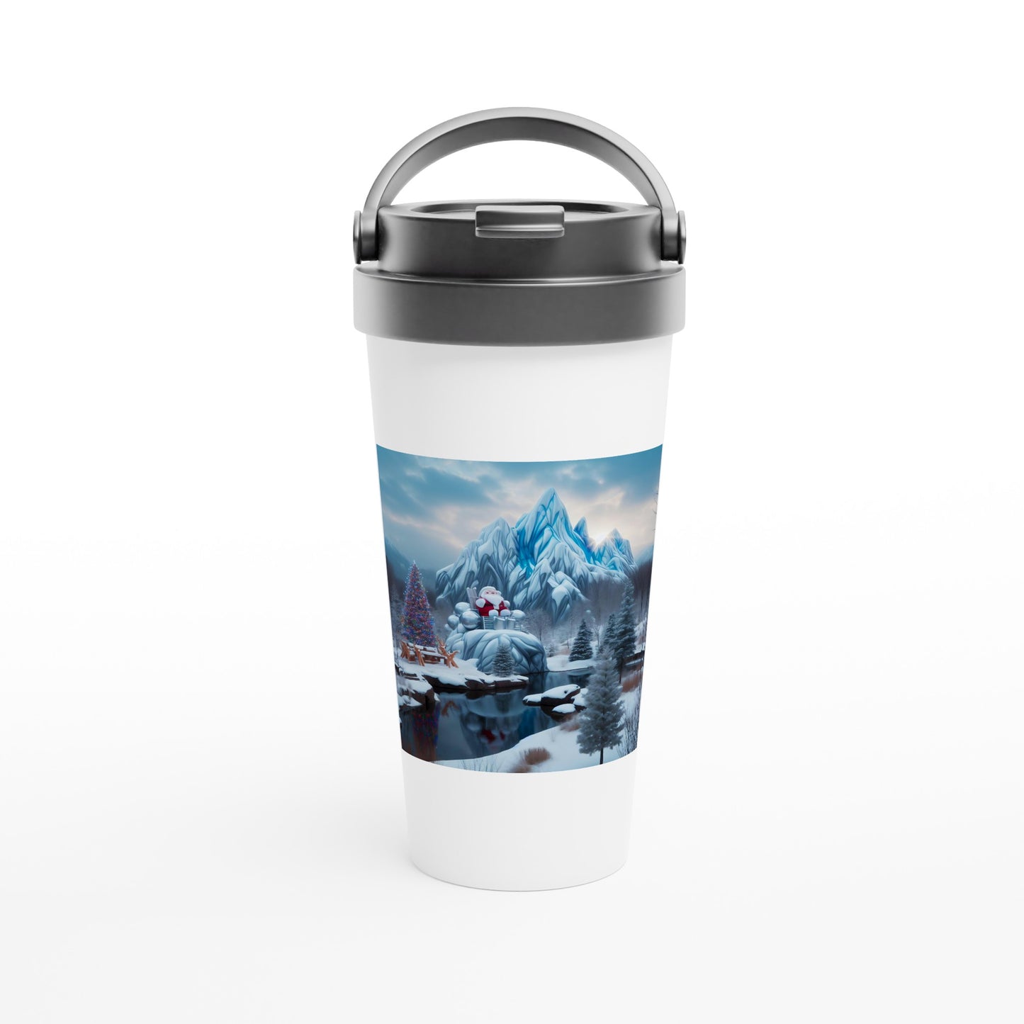 White 15oz Stainless Steel Travel Mug - Winter 168