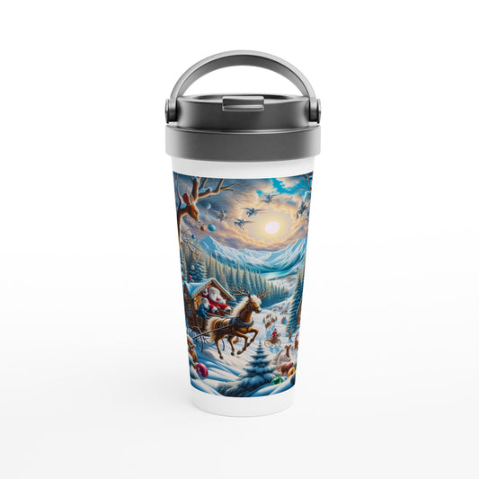 White 15oz Stainless Steel Travel Mug - Winter  151