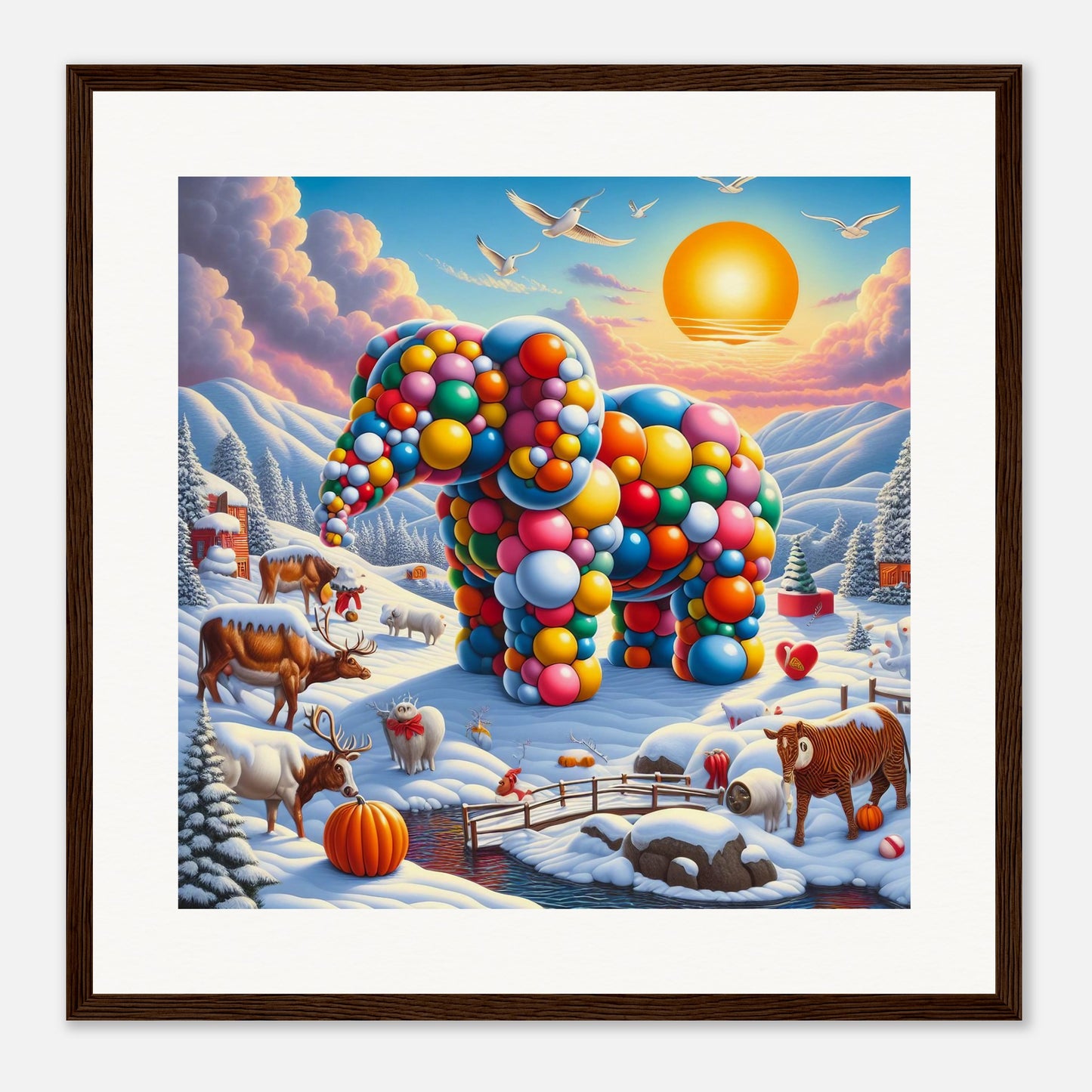 Wall Art - Winter 74 - Elephant and sun