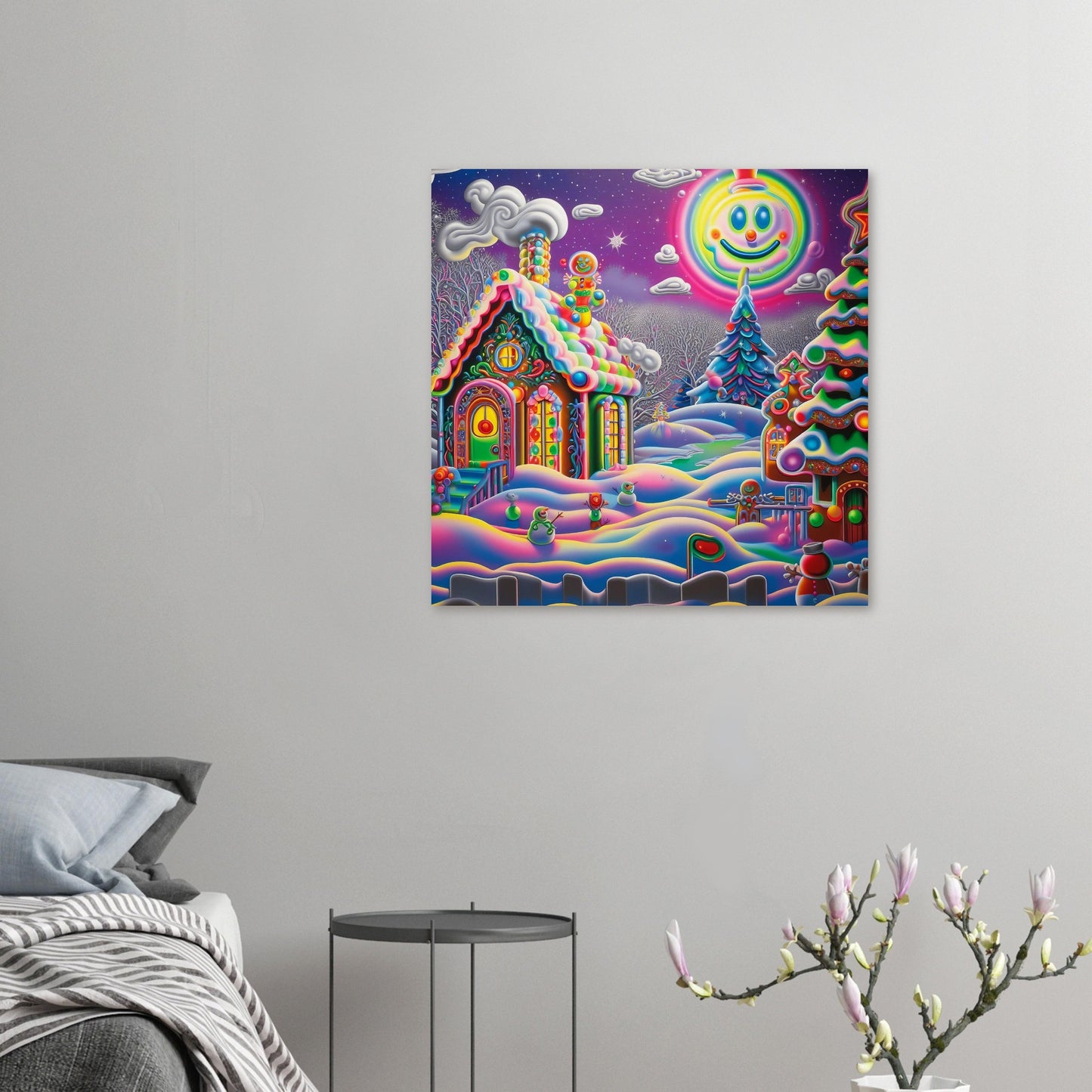 Wall Art - Neon House With Moon