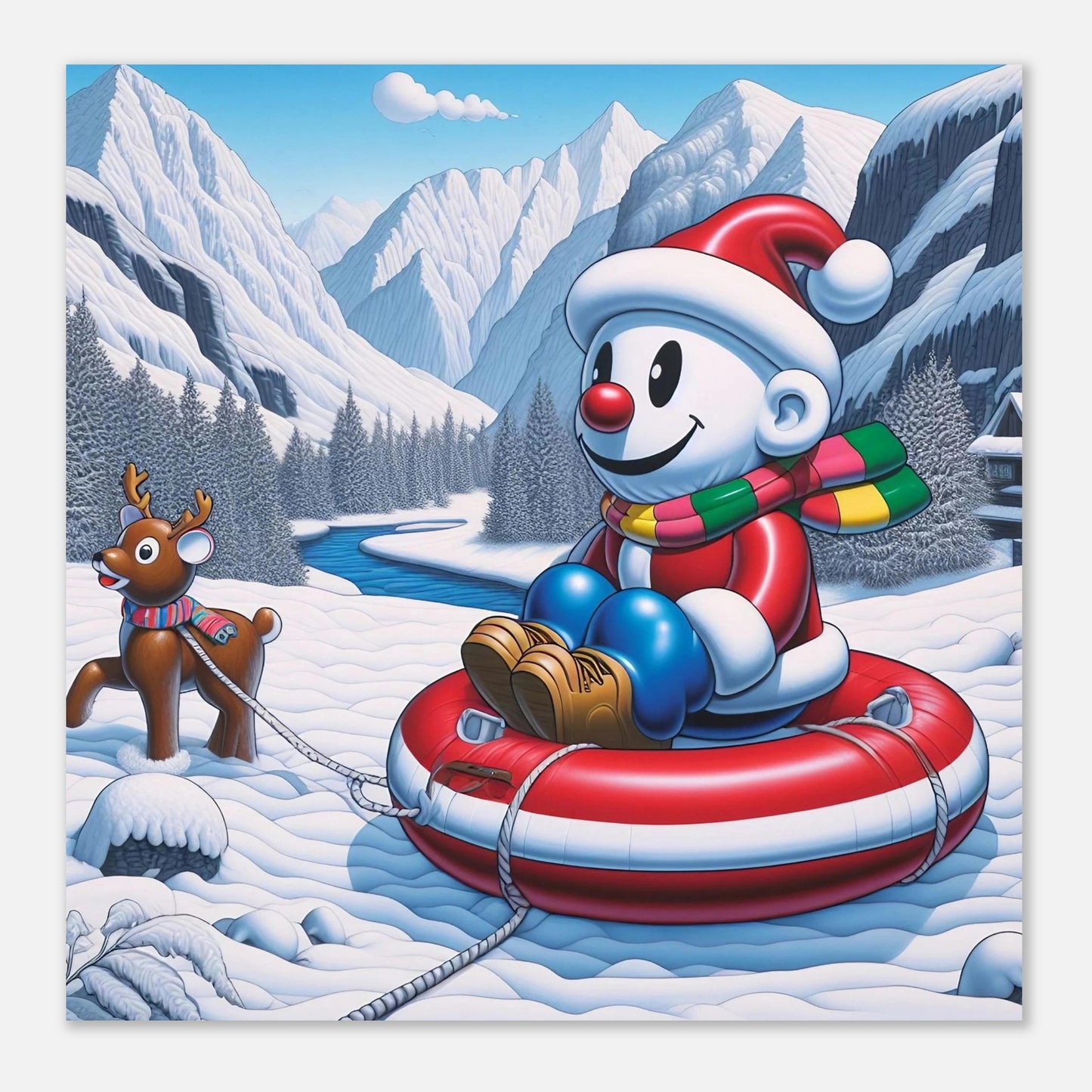 Wall art - Snowman with reindeer