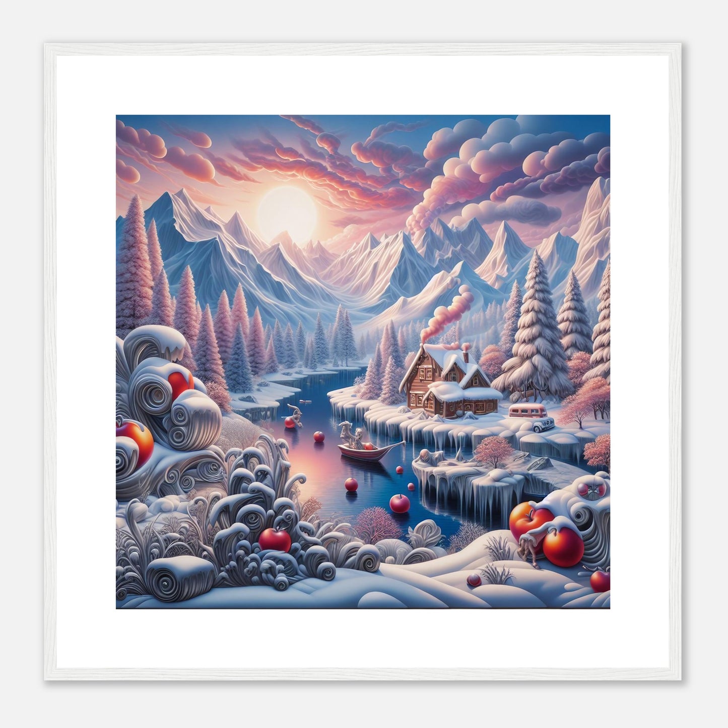 Wall Art - Winter 62 - Small boat on a river