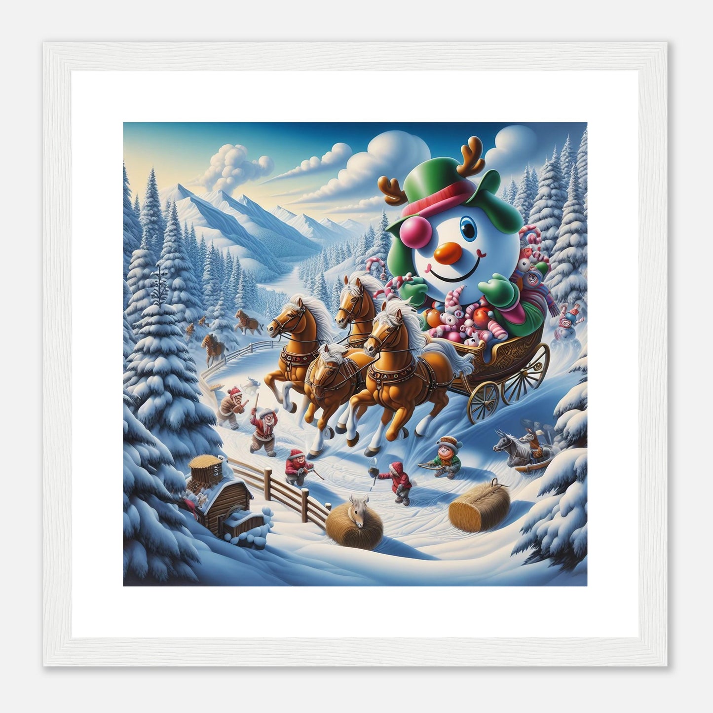 Wall Art - Winter 63 - Snowman in a carriage