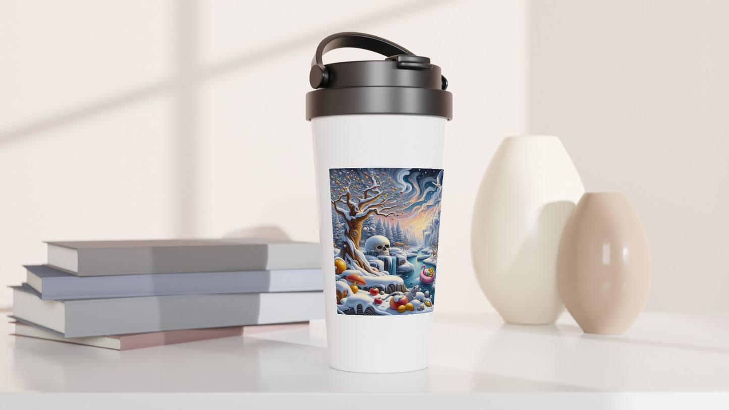 White 15oz Stainless Steel Travel Mug - Winter 82