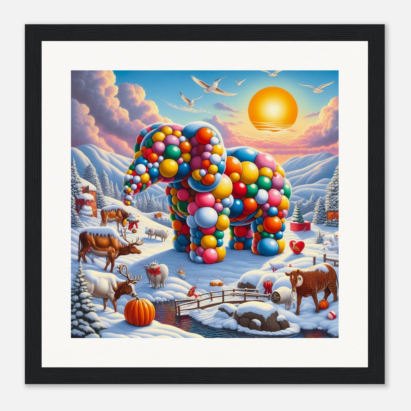 Wall Art - Winter 74 - Elephant and sun