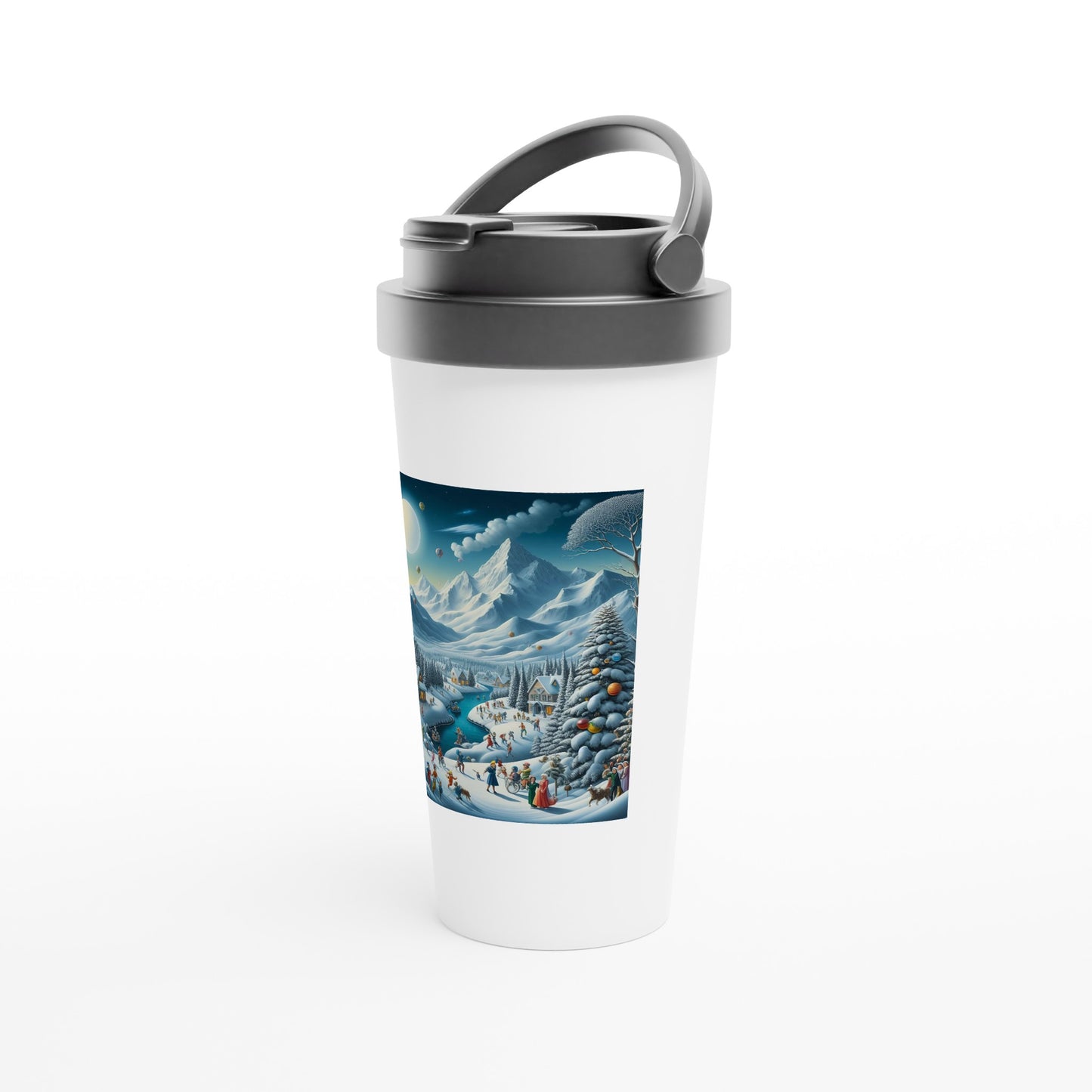 White 15oz Stainless Steel Travel Mug - Winter 88